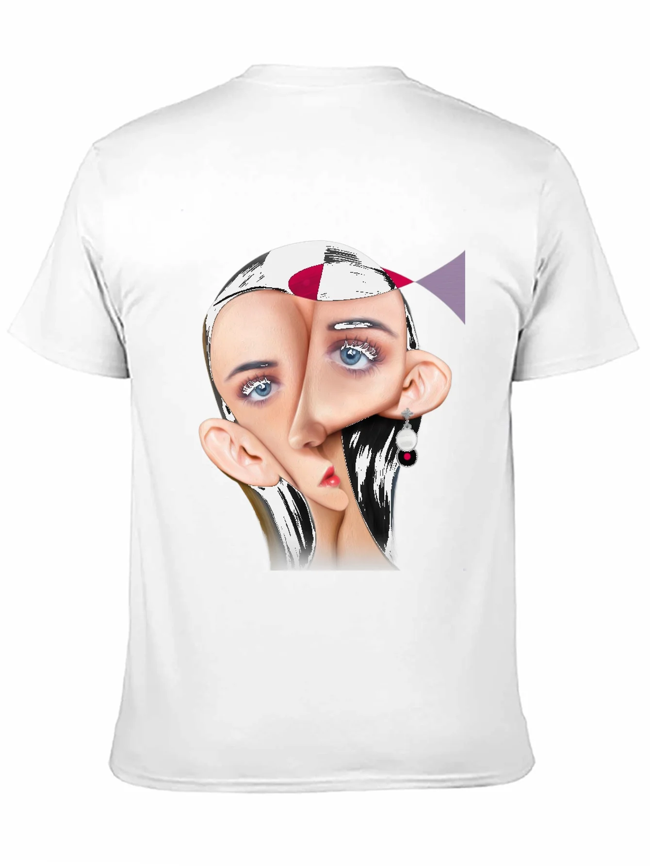 Surreal Face Graphic Print Black Tee