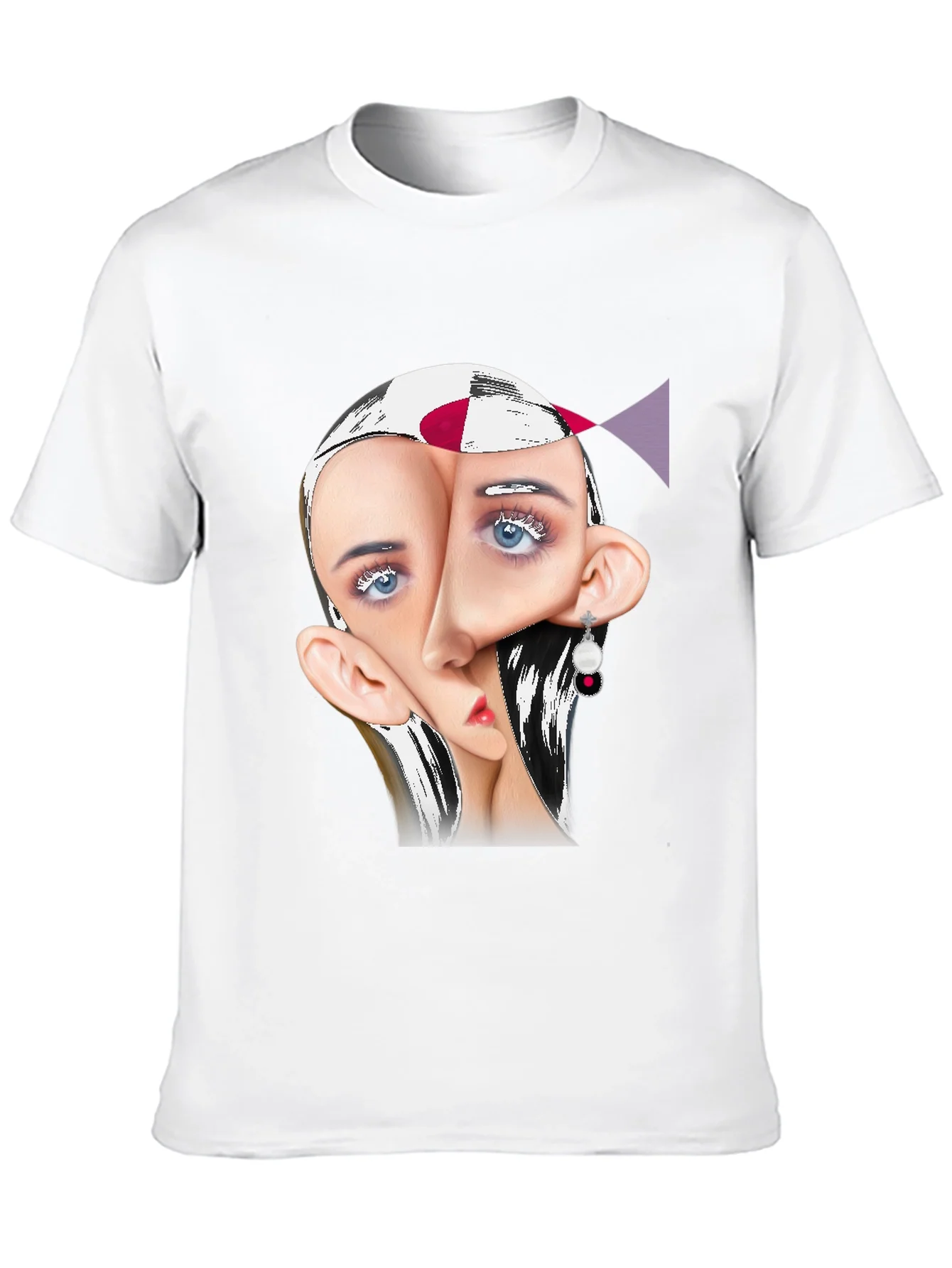 Surreal Face Graphic Print Black Tee