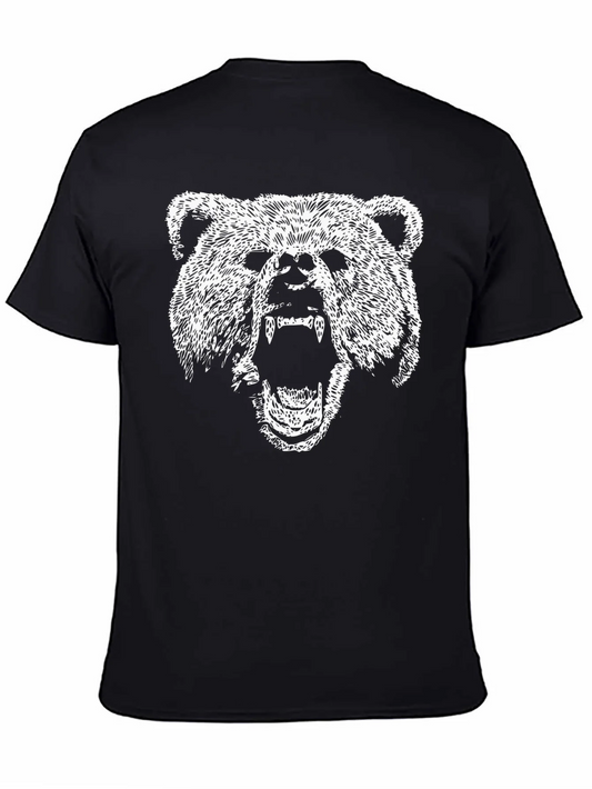 Bear Graphic Print T-Shirt - Black