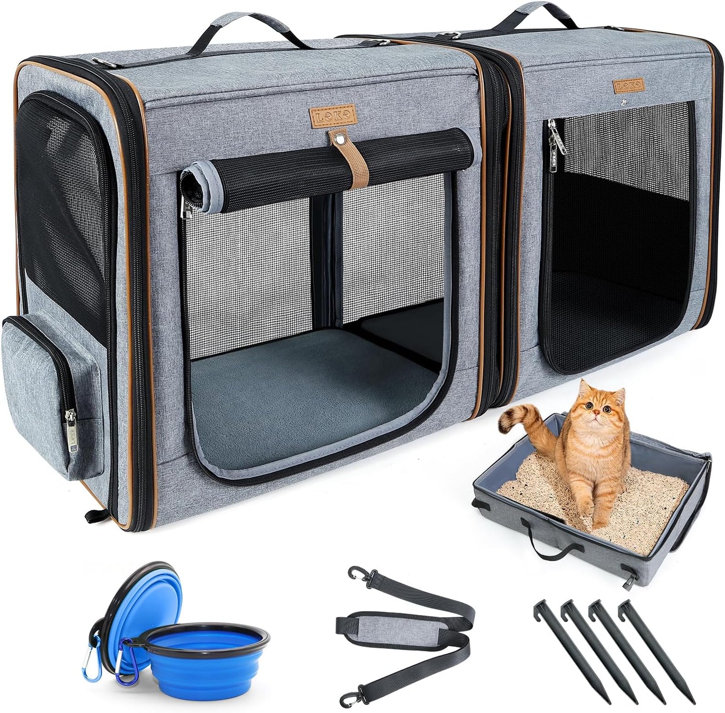 Lekereise Extra Large Cat Carrier for 2 Cats, 2-in - Latest Style