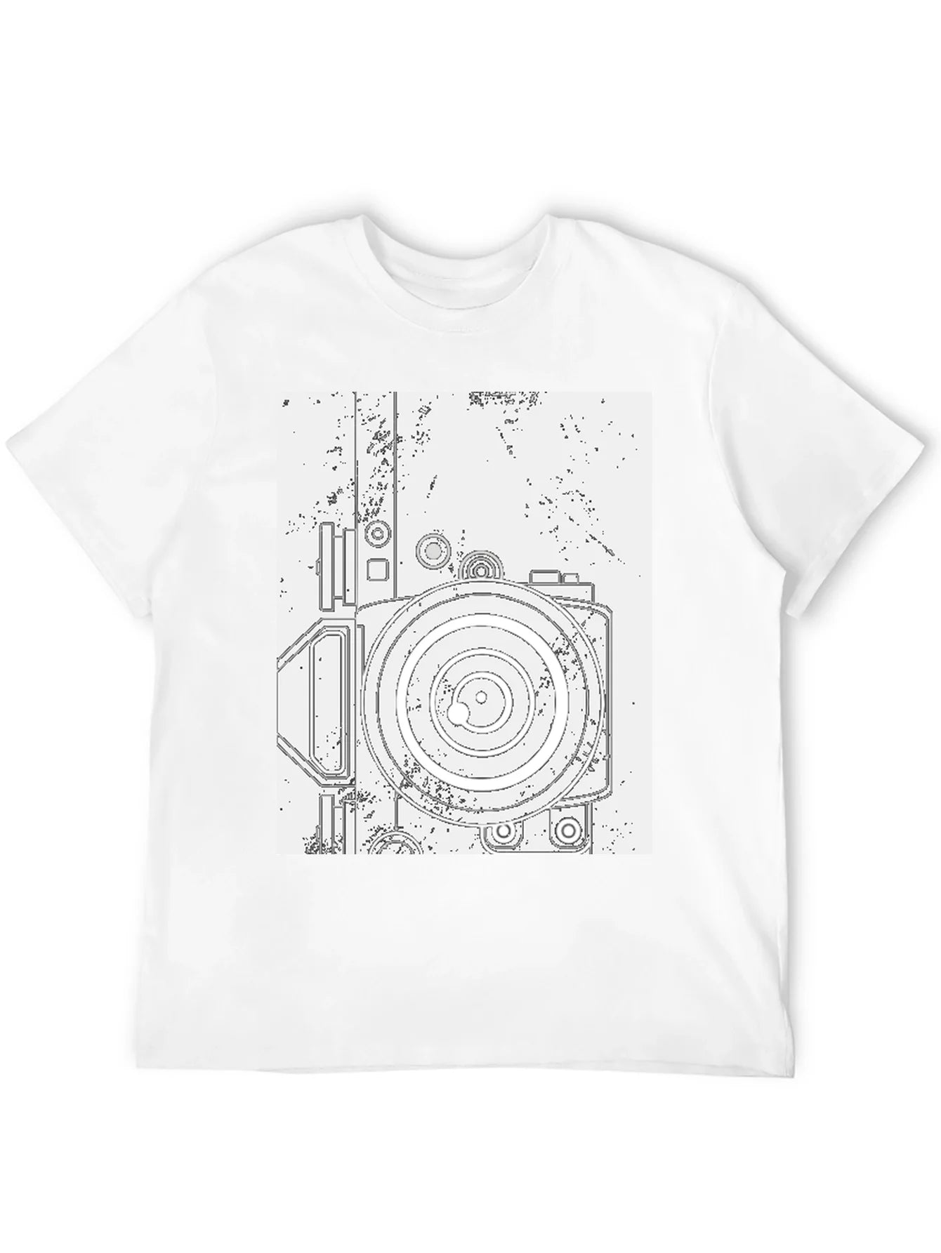 Retro Camera Graphic Tee - Black Cotton T-Shirt