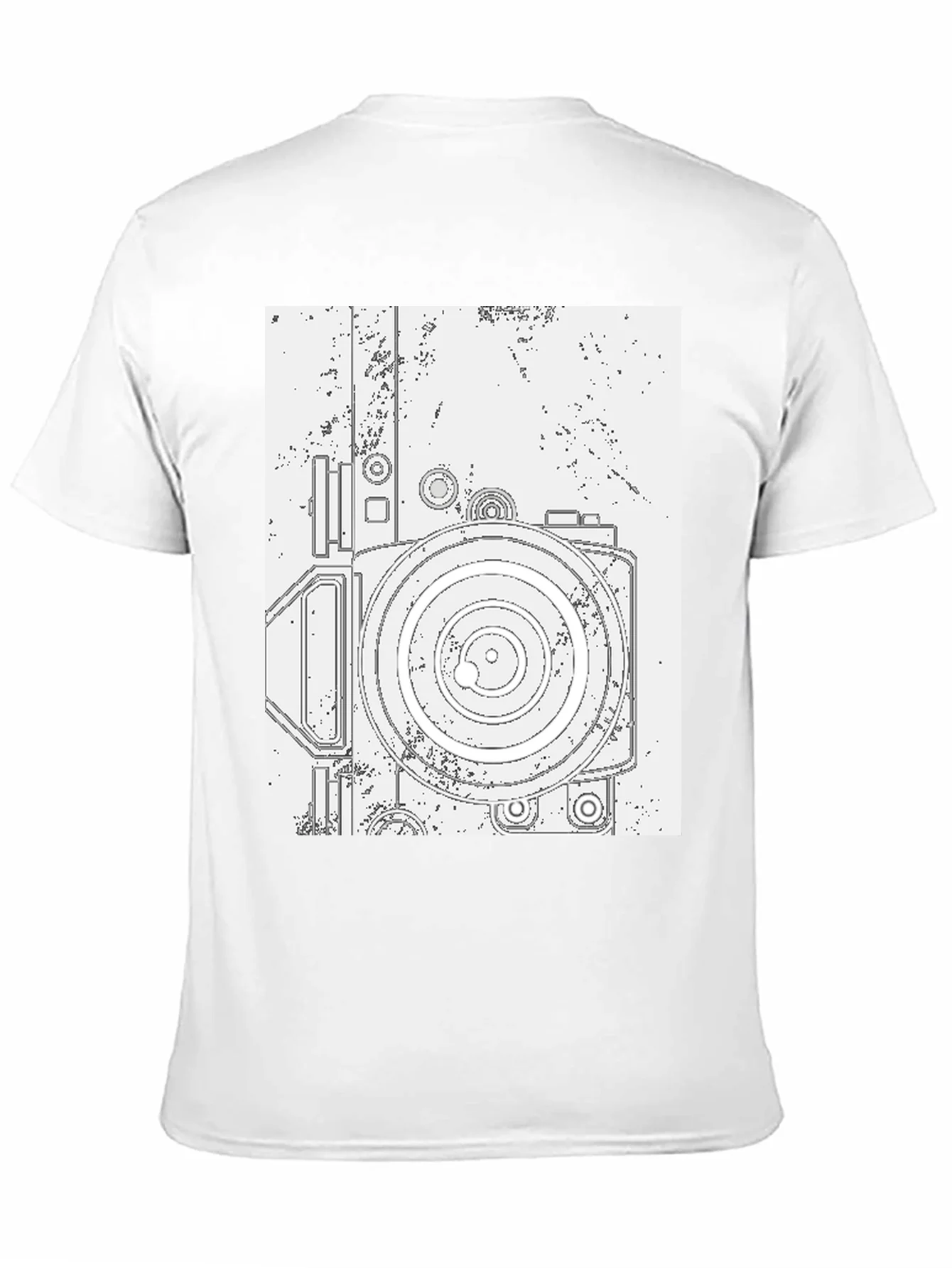 Retro Camera Graphic Tee - Black Cotton T-Shirt