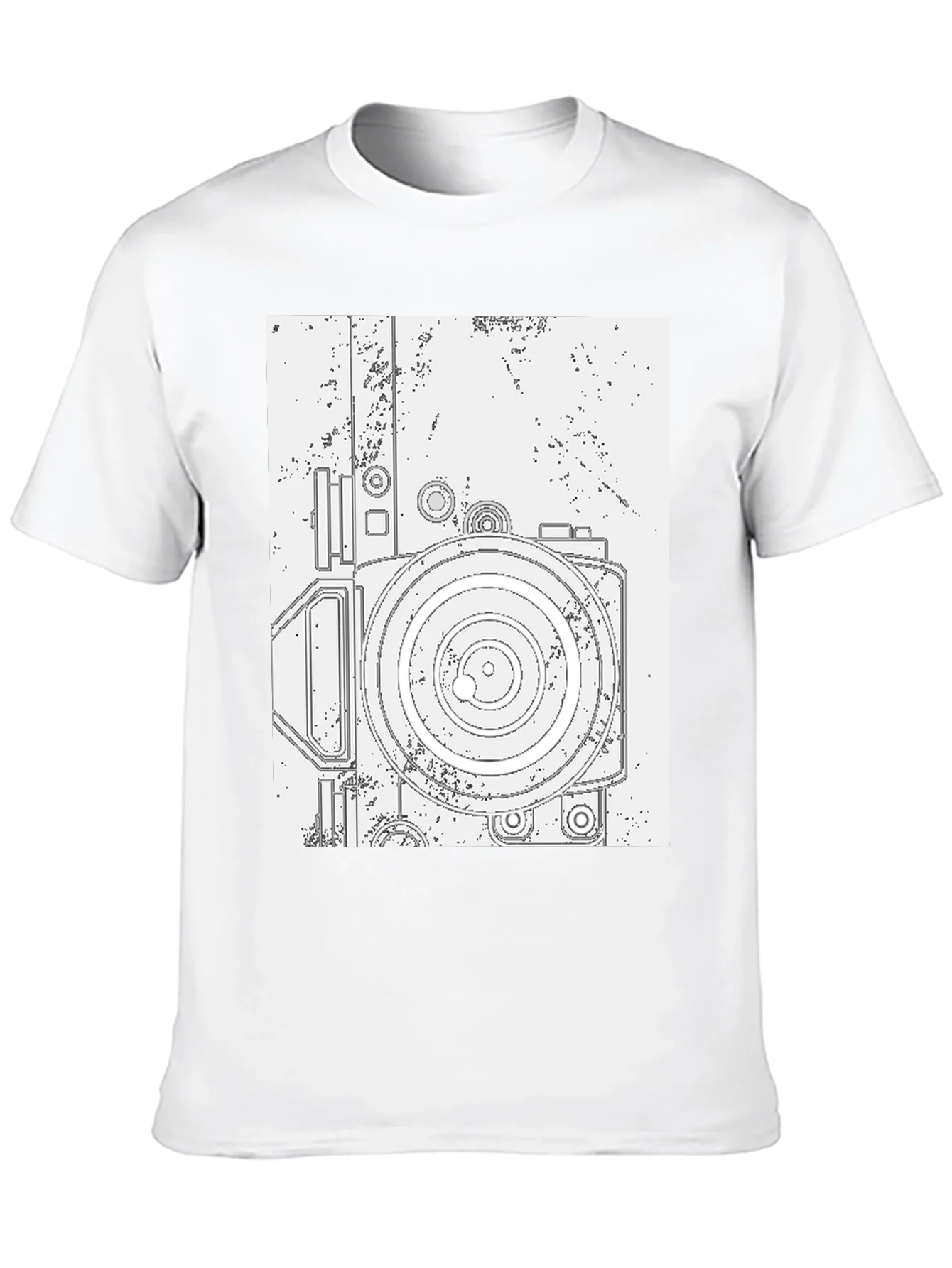Retro Camera Graphic Tee - Black Cotton T-Shirt