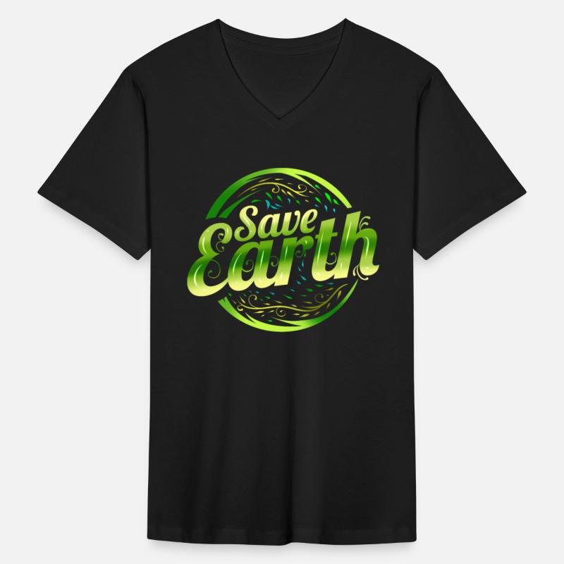 Logo Save Earth With Green Plants Asian Style For