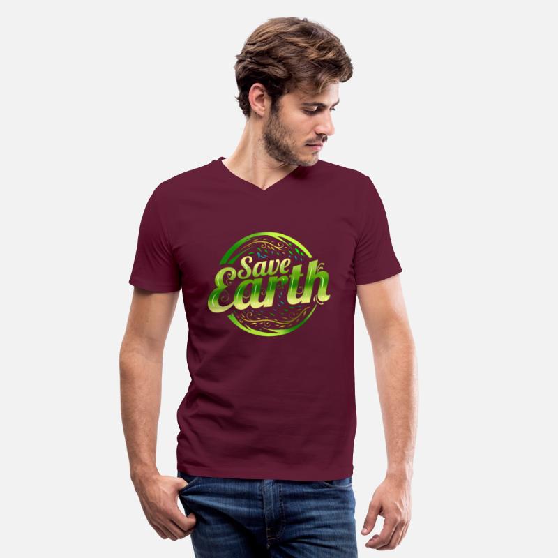 Logo Save Earth With Green Plants Asian Style For