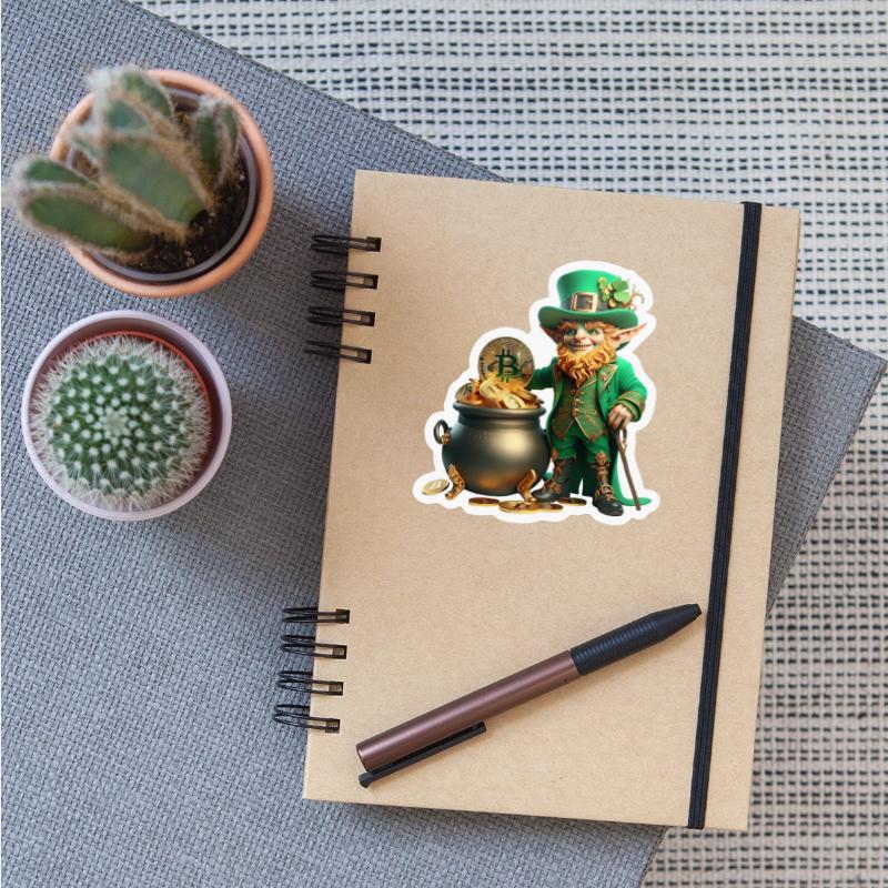 Lucky Leprechaun with Bitcoin Pot