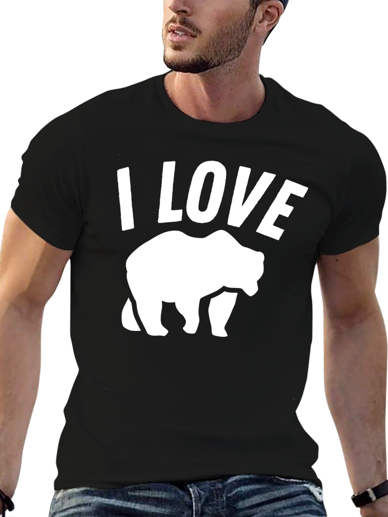 I Love Bears Black Graphic T-Shirt
