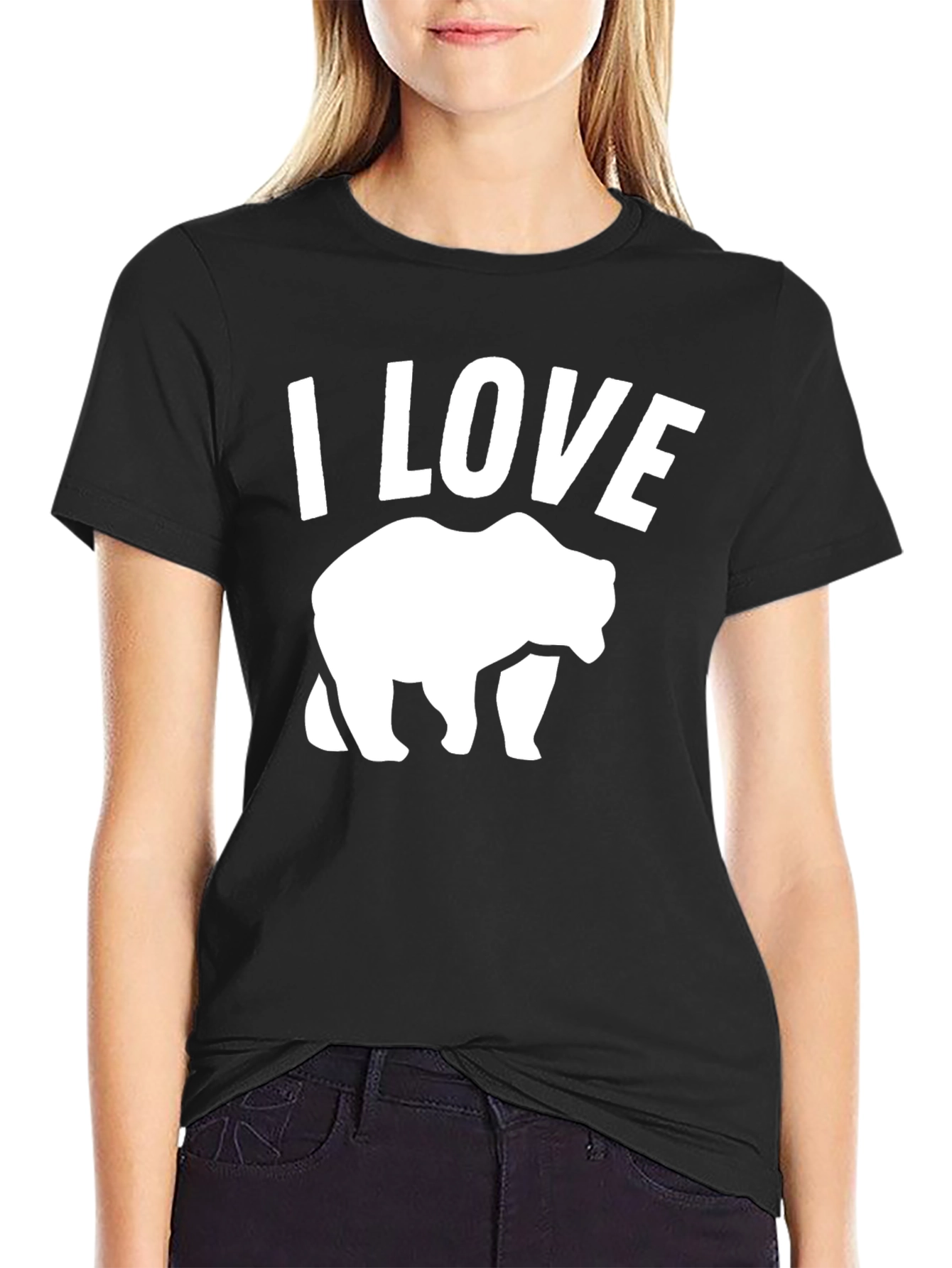 I Love Bears Black Graphic T-Shirt