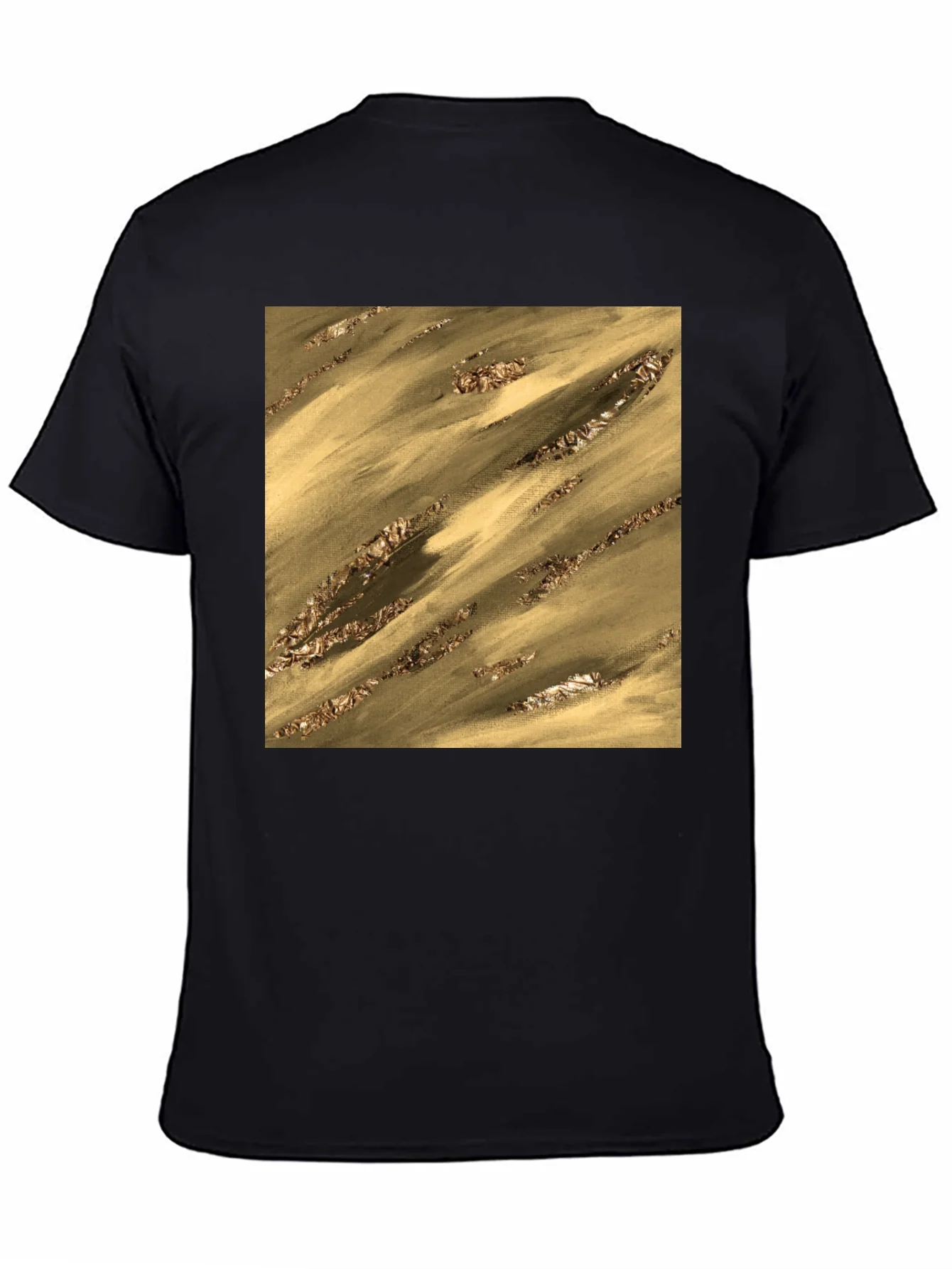 Abstract Gold Pattern Black T-Shirt