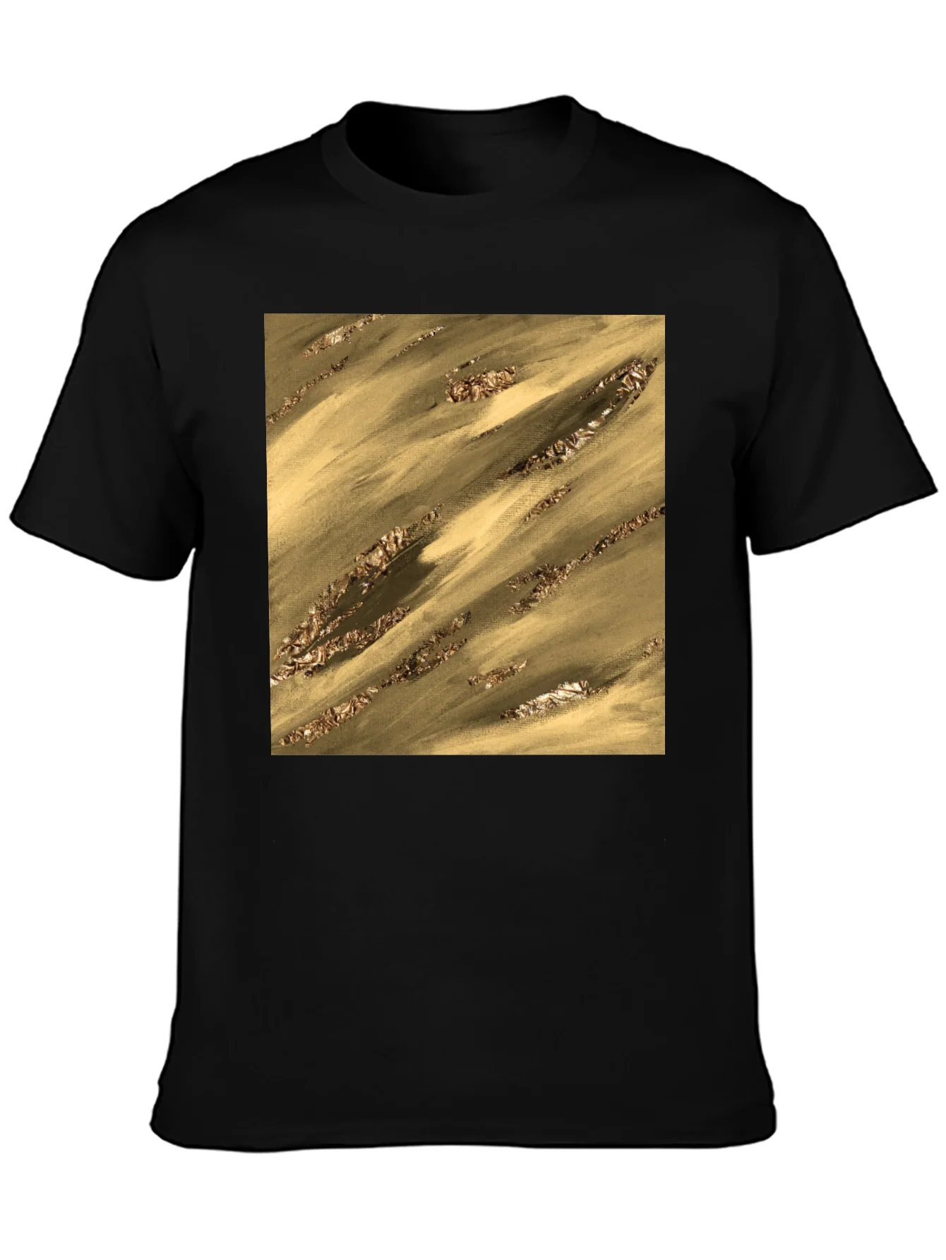 Abstract Gold Pattern Black T-Shirt