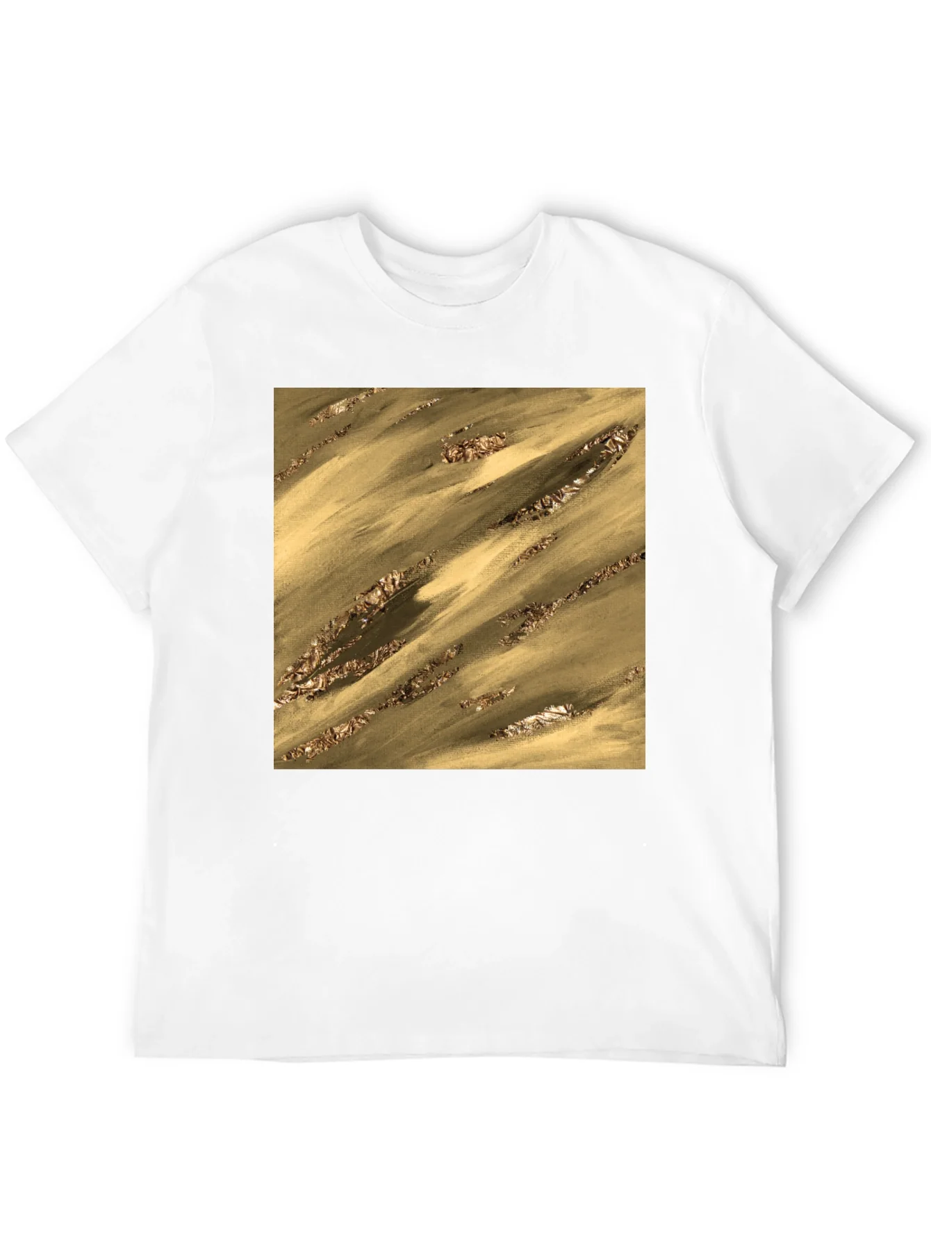 Abstract Gold Pattern Black T-Shirt