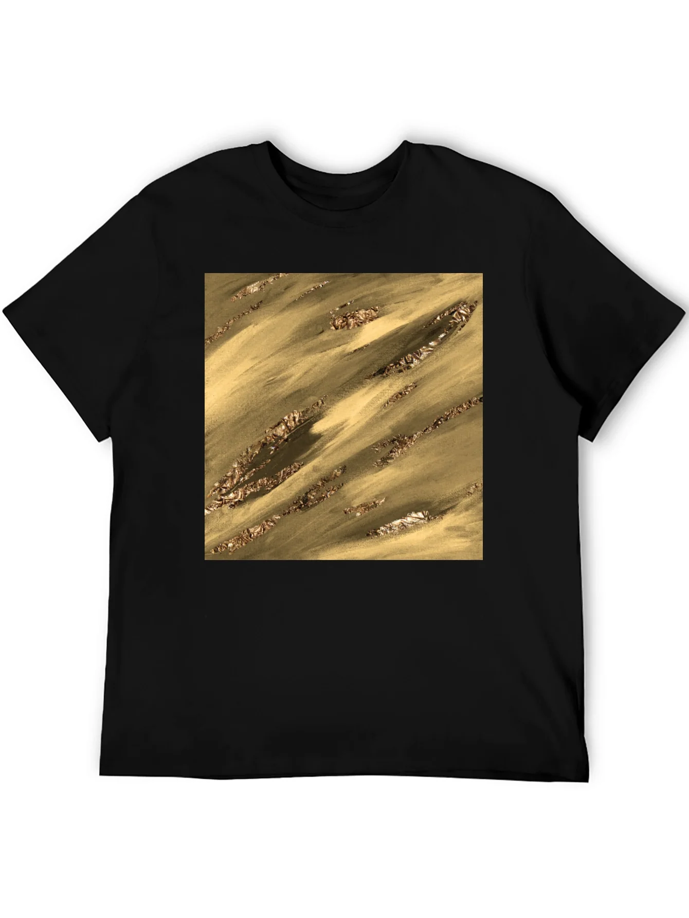 Abstract Gold Pattern Black T-Shirt