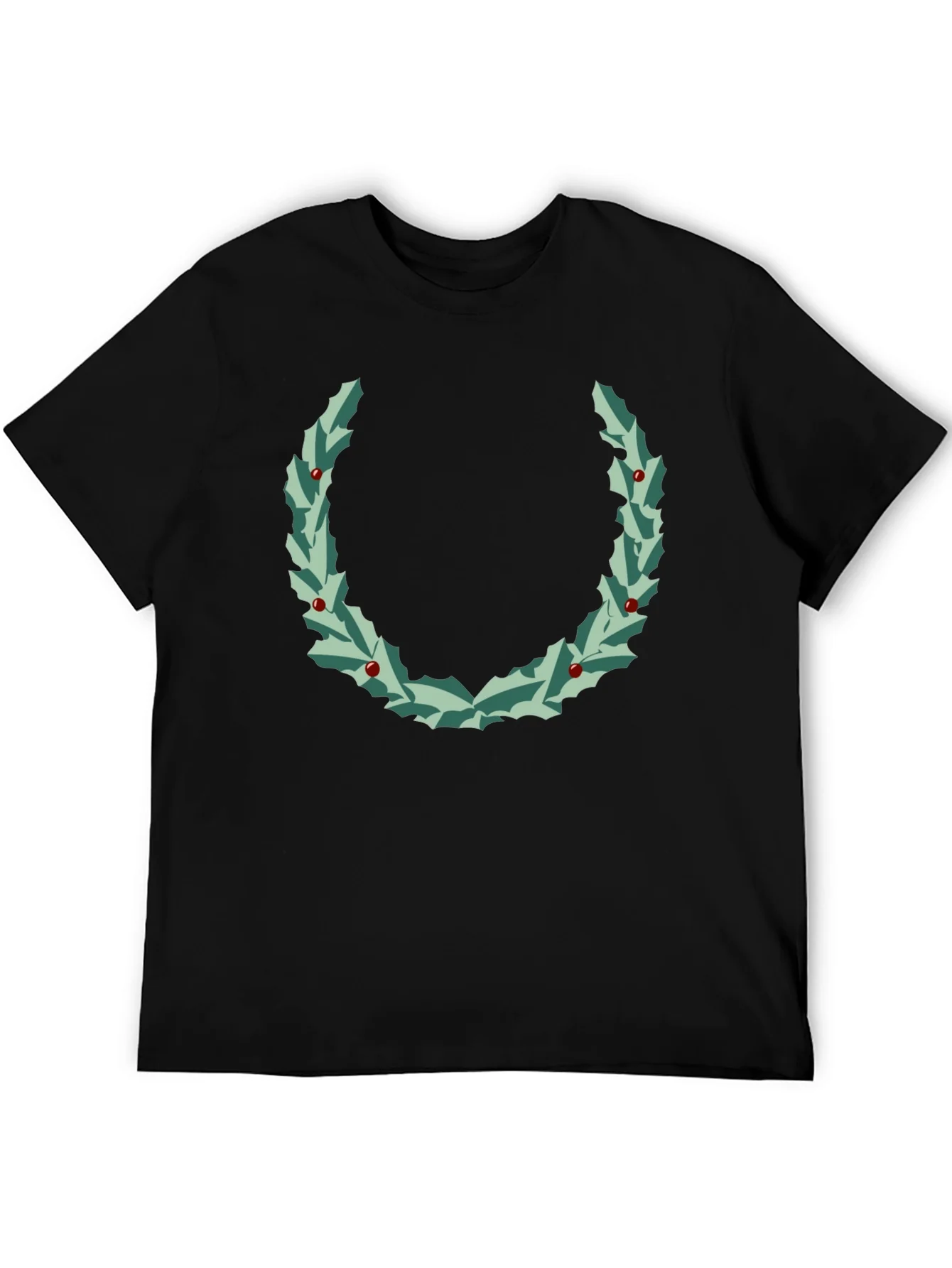 Holly Wreath Graphic Tee - Black
