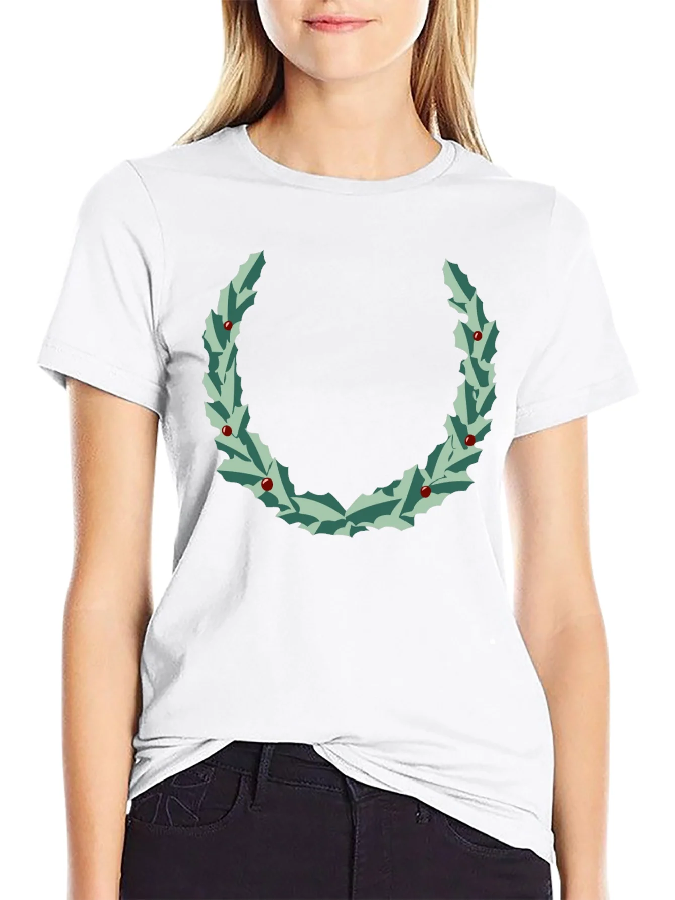 Holly Wreath Graphic Tee - Black