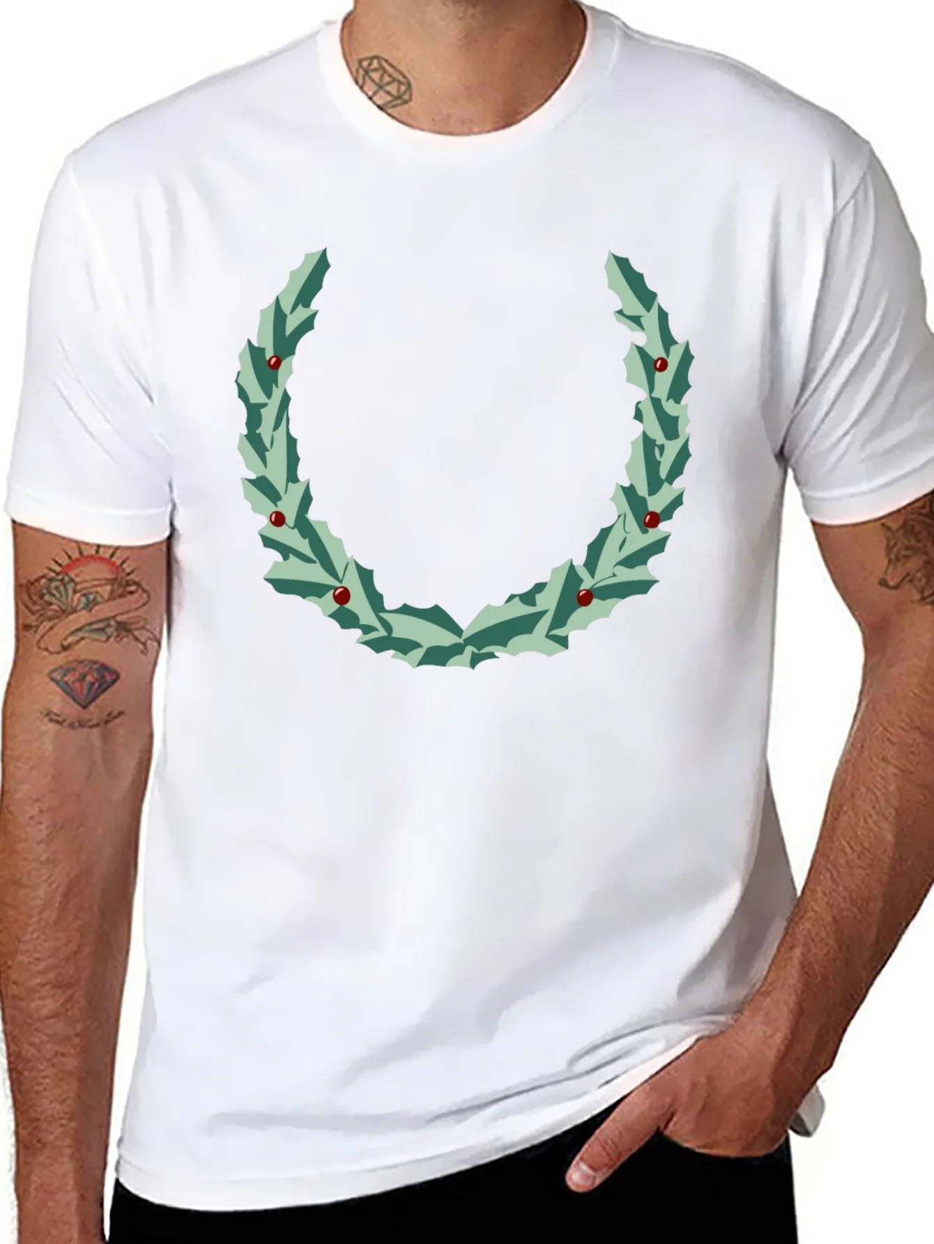 Holly Wreath Graphic Tee - Black