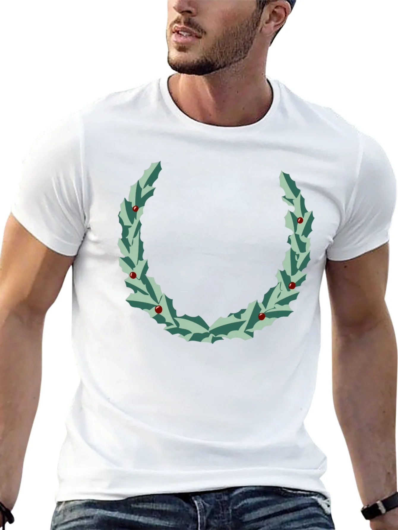 Holly Wreath Graphic Tee - Black