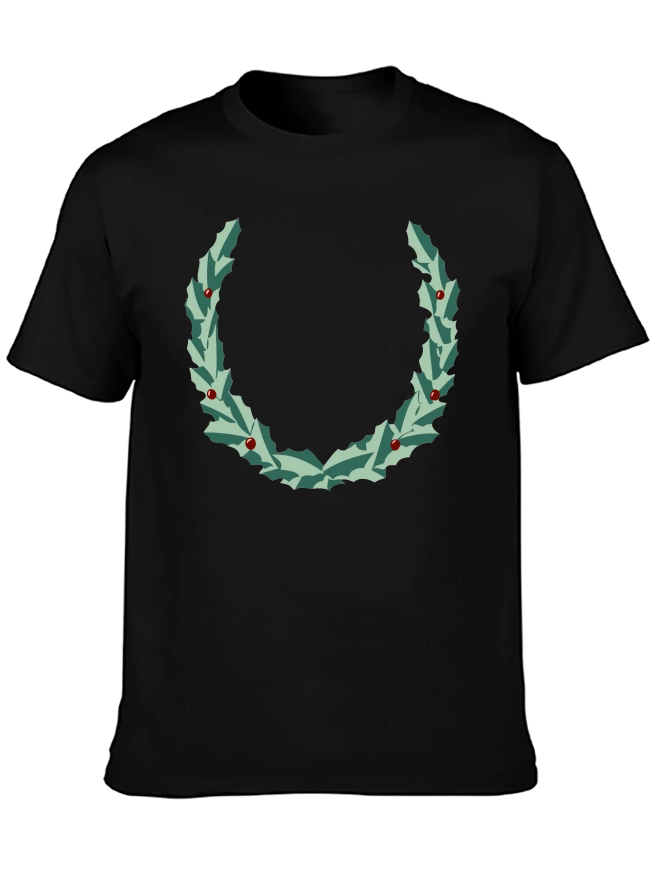 Holly Wreath Graphic Tee - Black