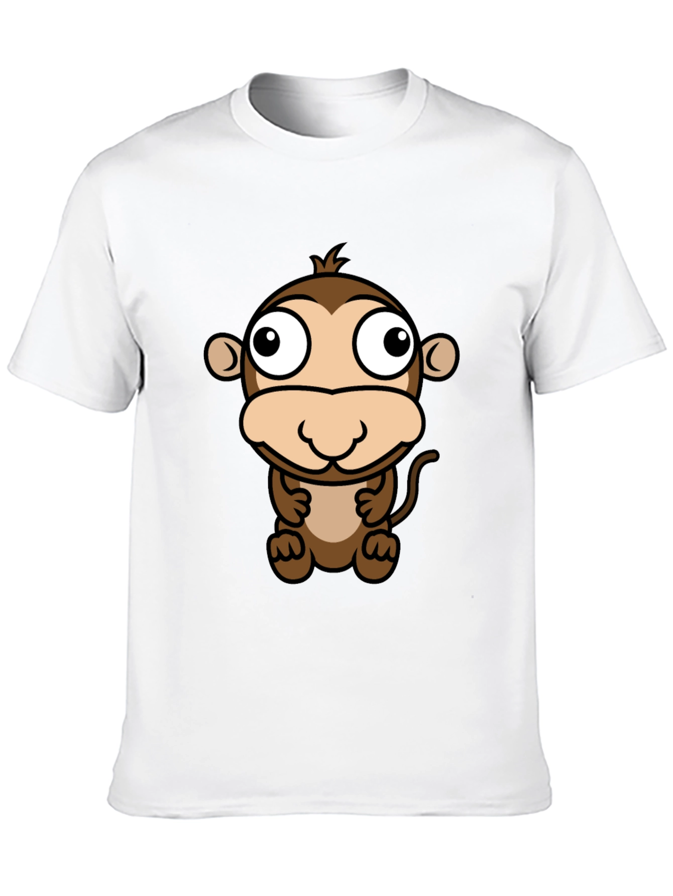 Cute Cartoon Monkey Black T-Shirt