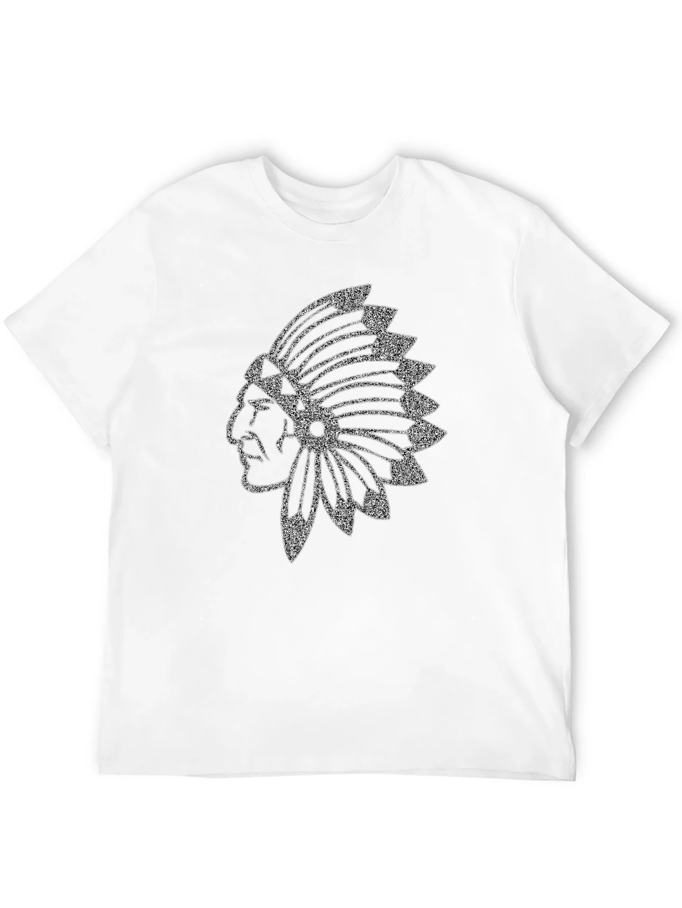 Black T-Shirt with Native American Headdress Graphic