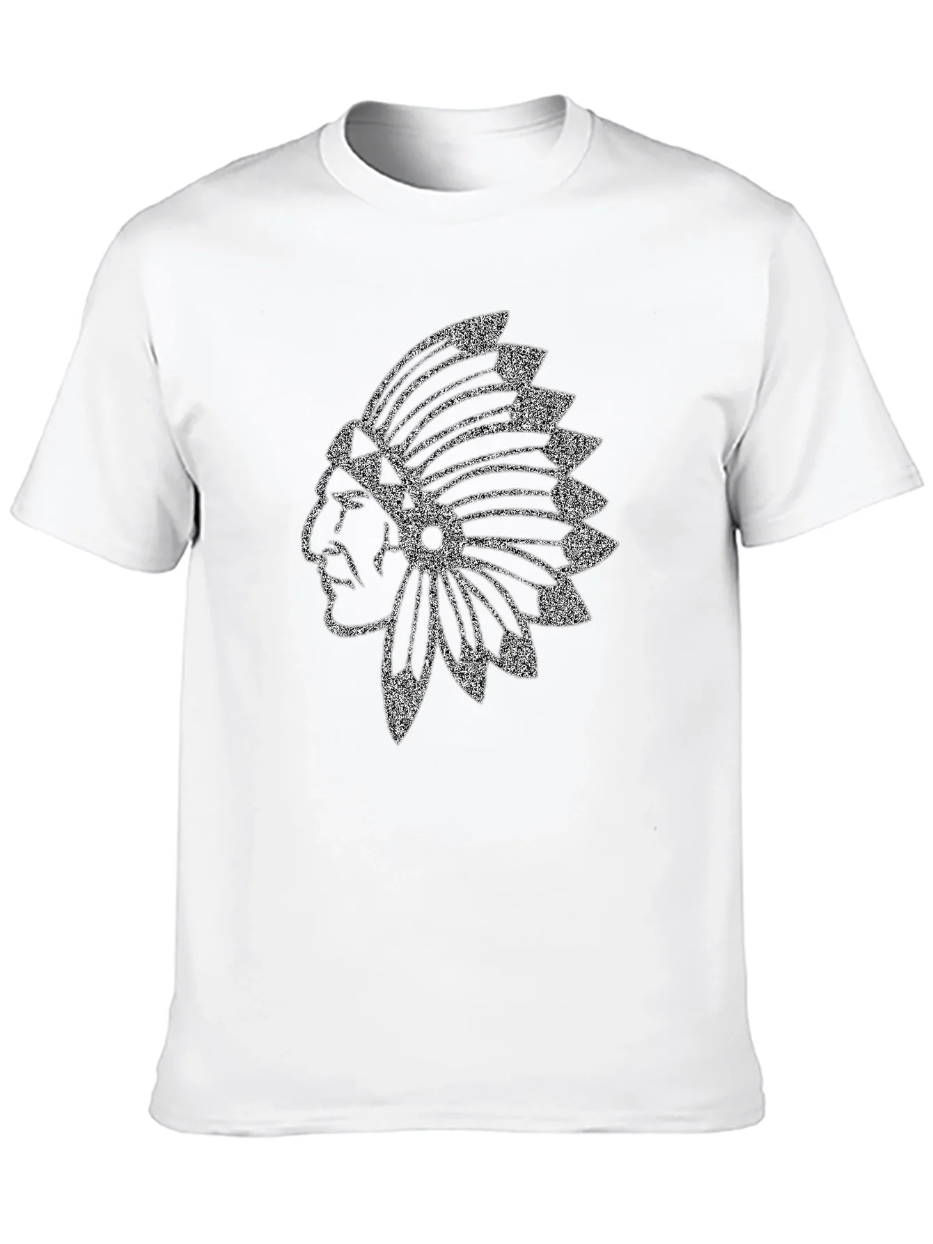 Black T-Shirt with Native American Headdress Graphic