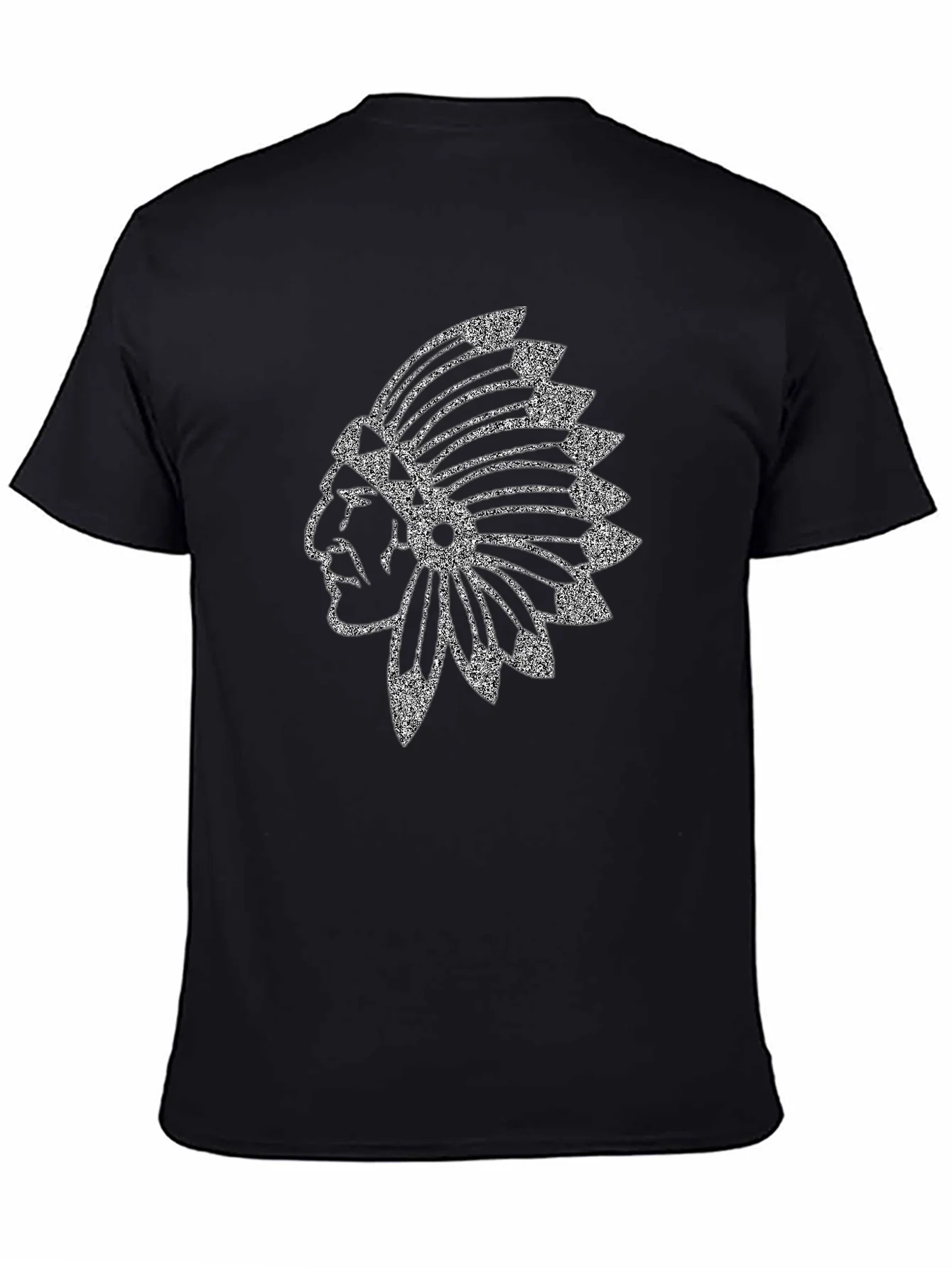 Black T-Shirt with Native American Headdress Graphic