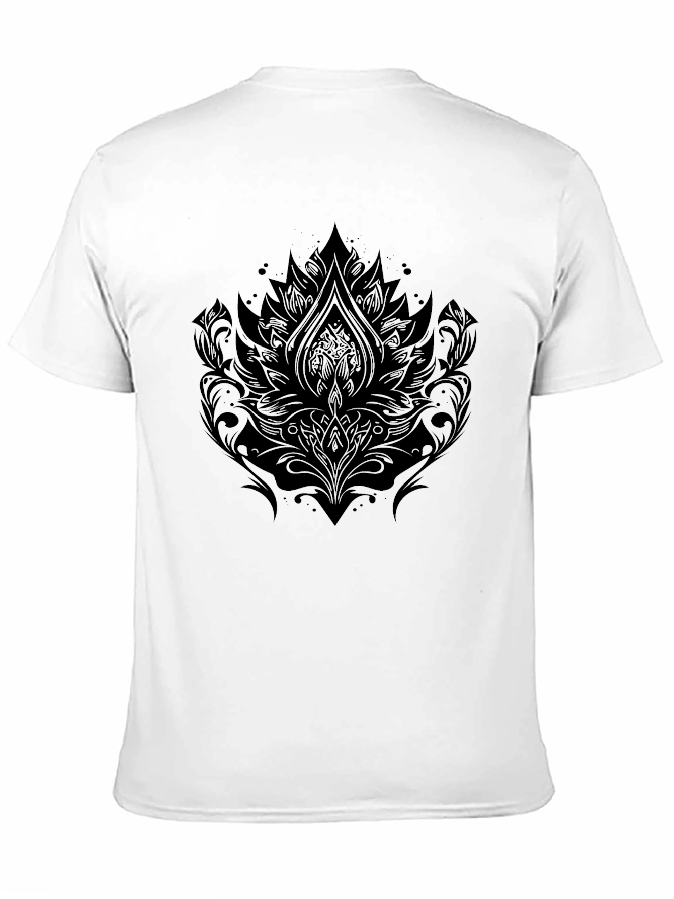 Ornate Floral Graphic Black T-Shirt