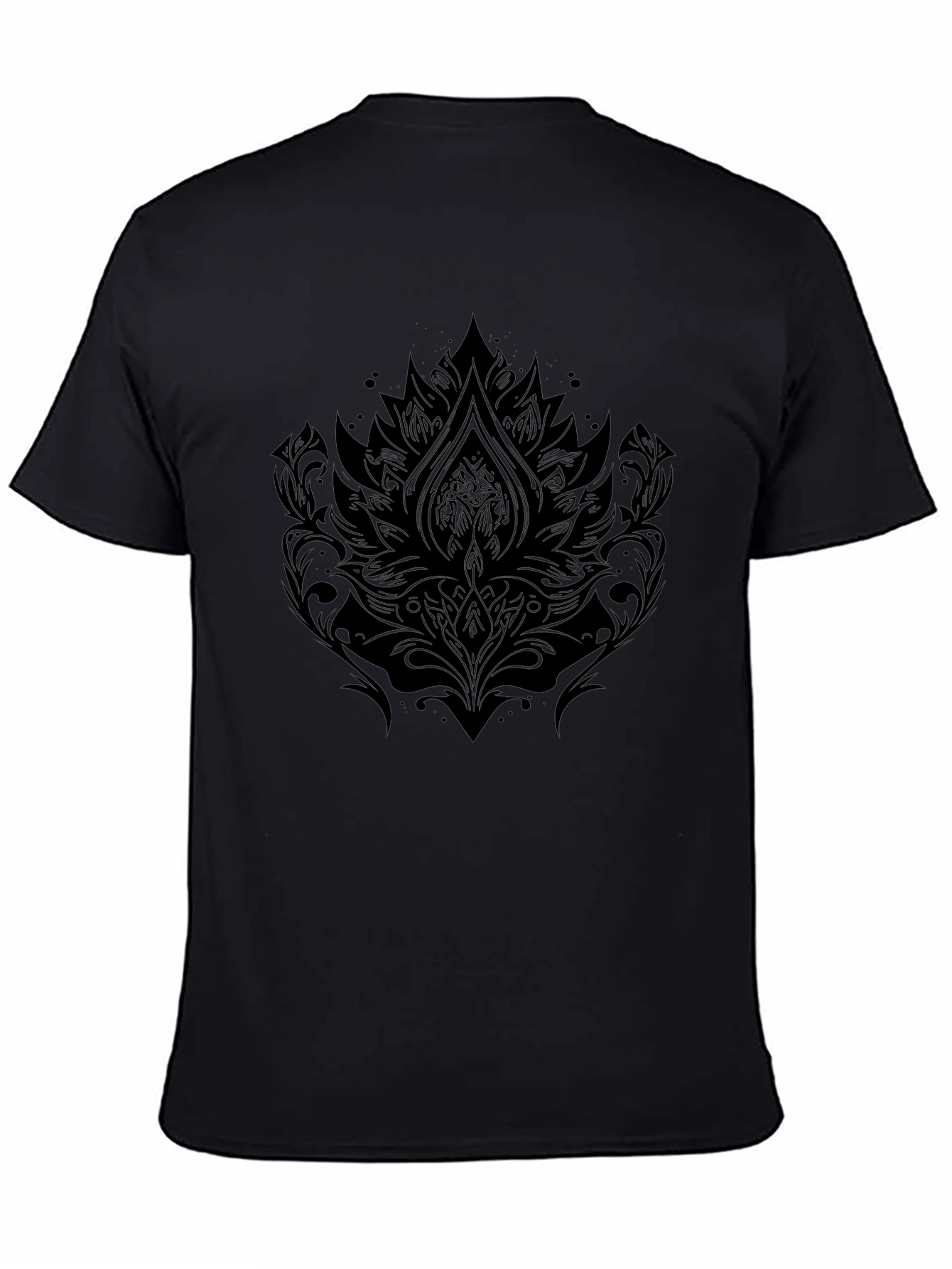 Ornate Floral Graphic Black T-Shirt