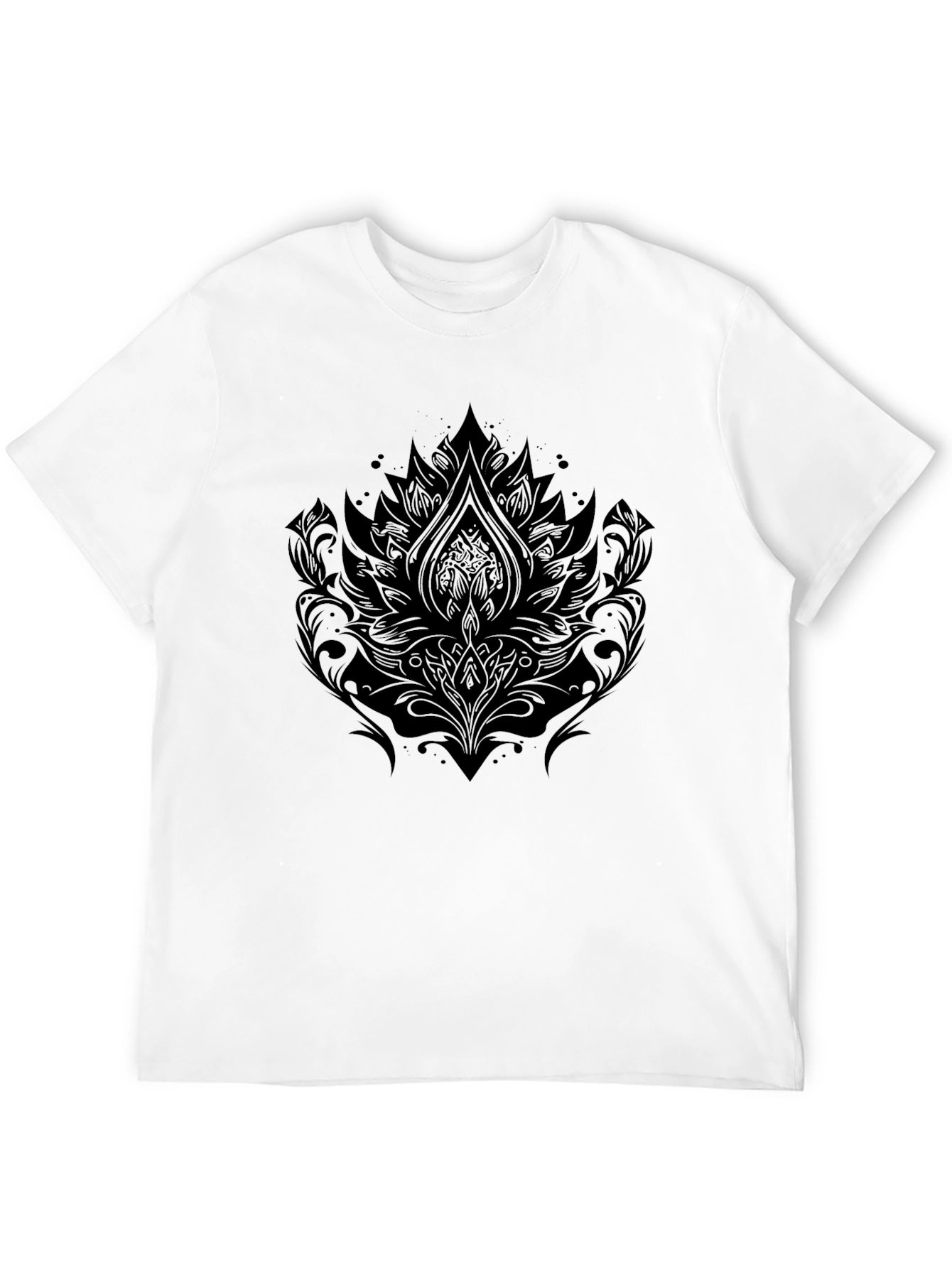 Ornate Floral Graphic Black T-Shirt