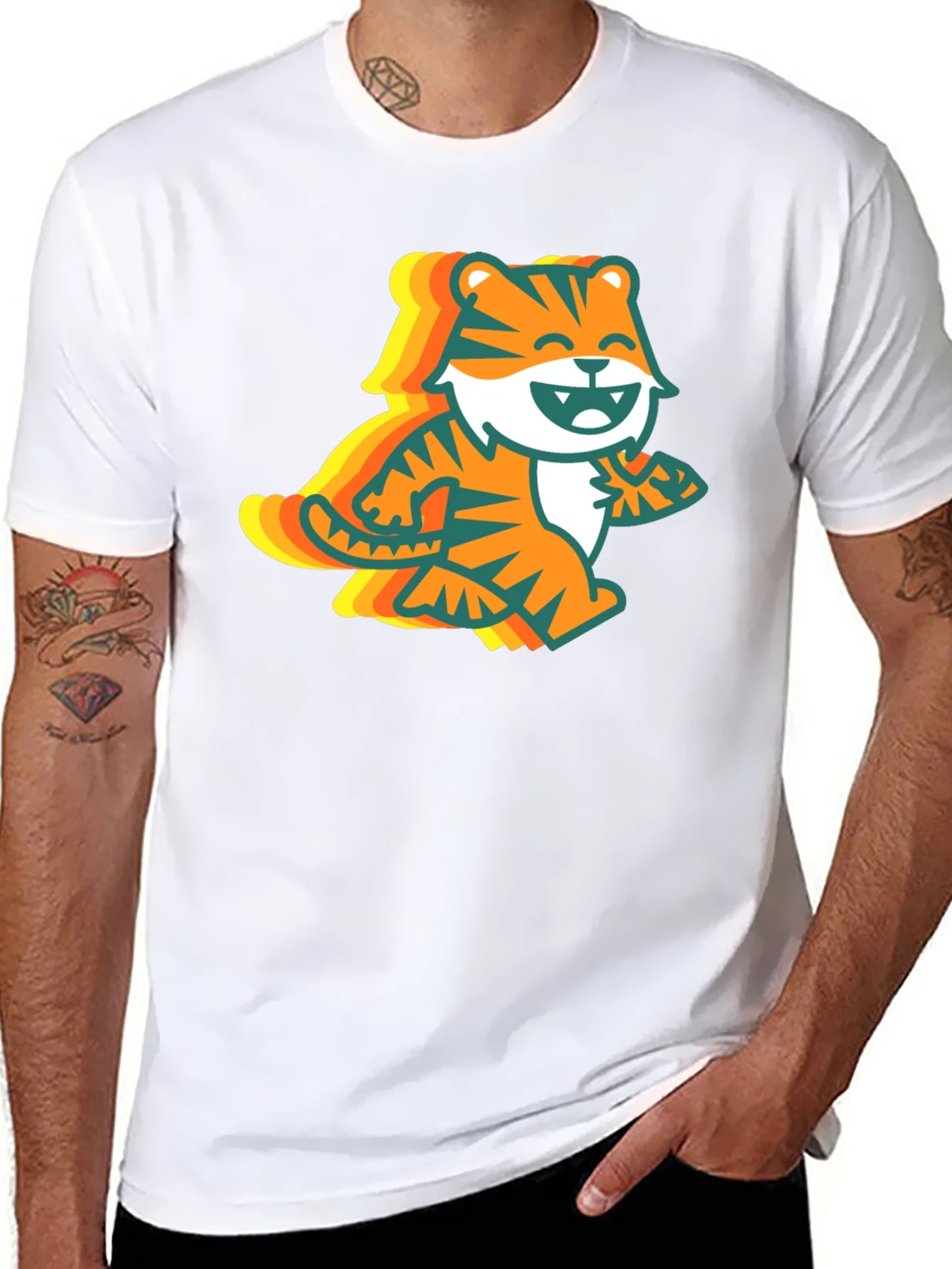 Retro Tiger Graphic Tee - Black