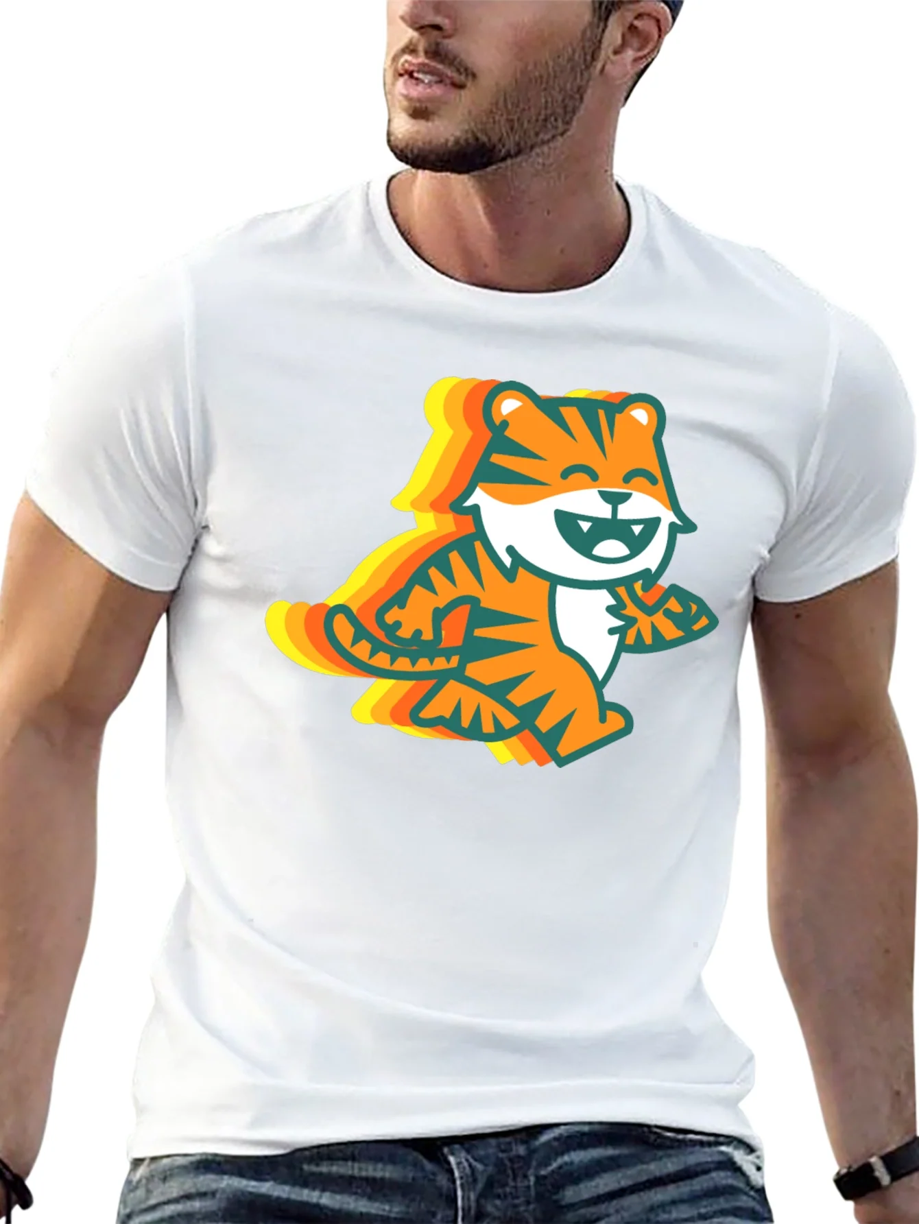 Retro Tiger Graphic Tee - Black