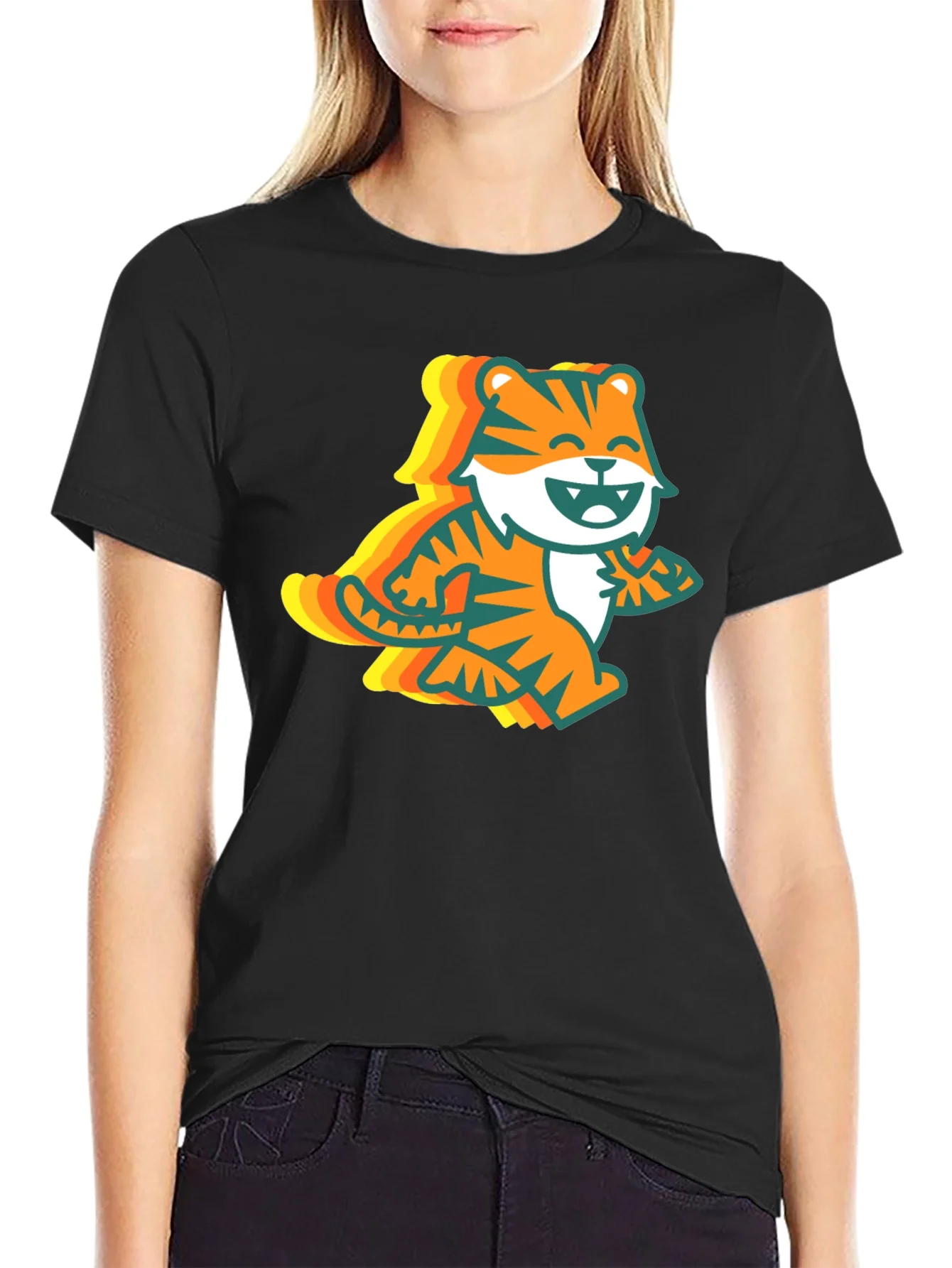 Retro Tiger Graphic Tee - Black