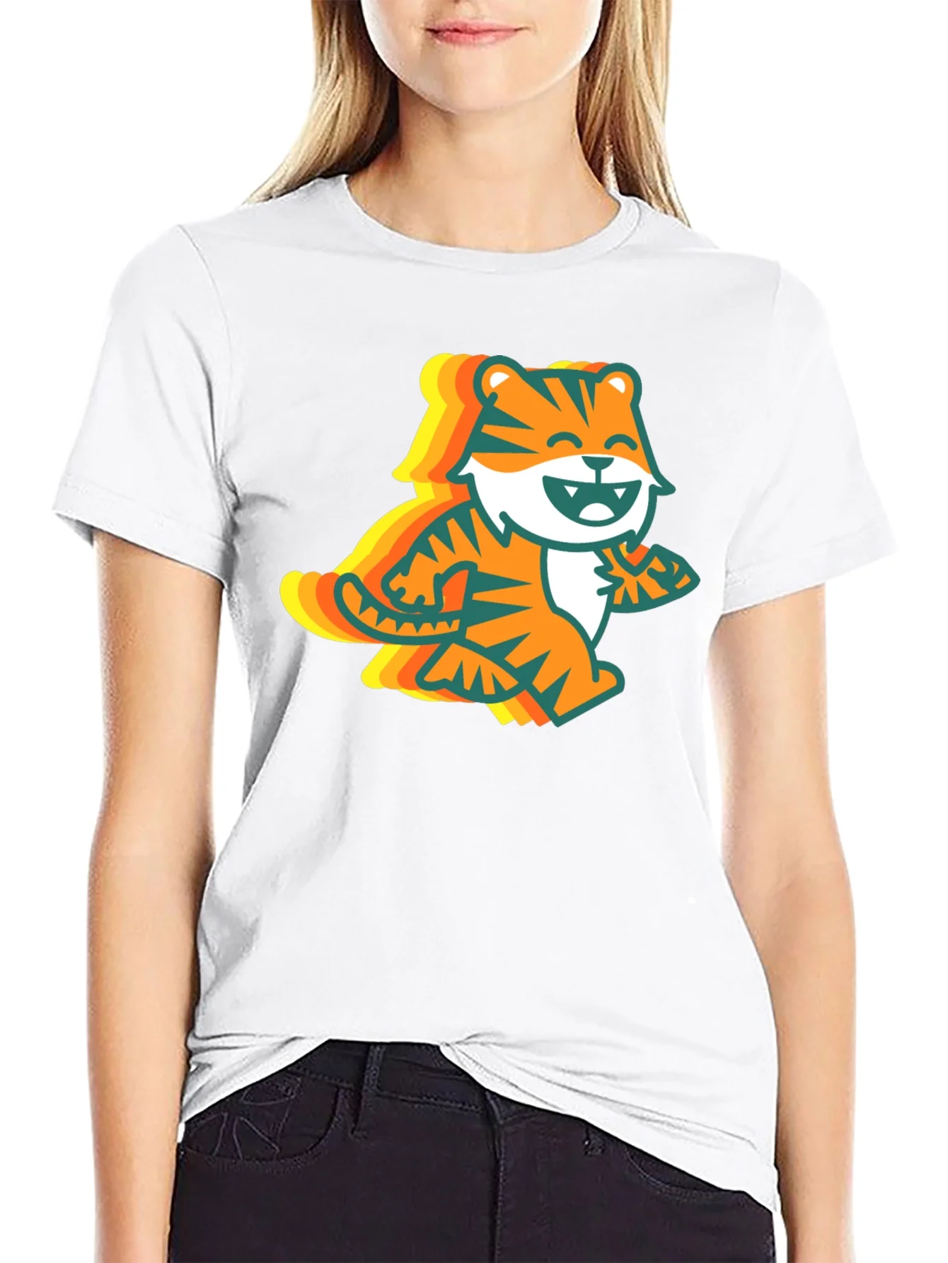 Retro Tiger Graphic Tee - Black