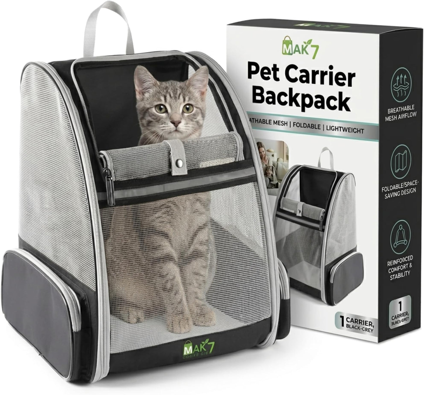 MAK7 Pet Carrier Backpack for Cats & Dogs | Breath - Latest Style