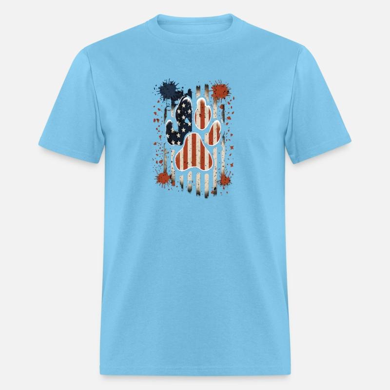 Memorial Day Dog Paw Print American Flag USA 4th