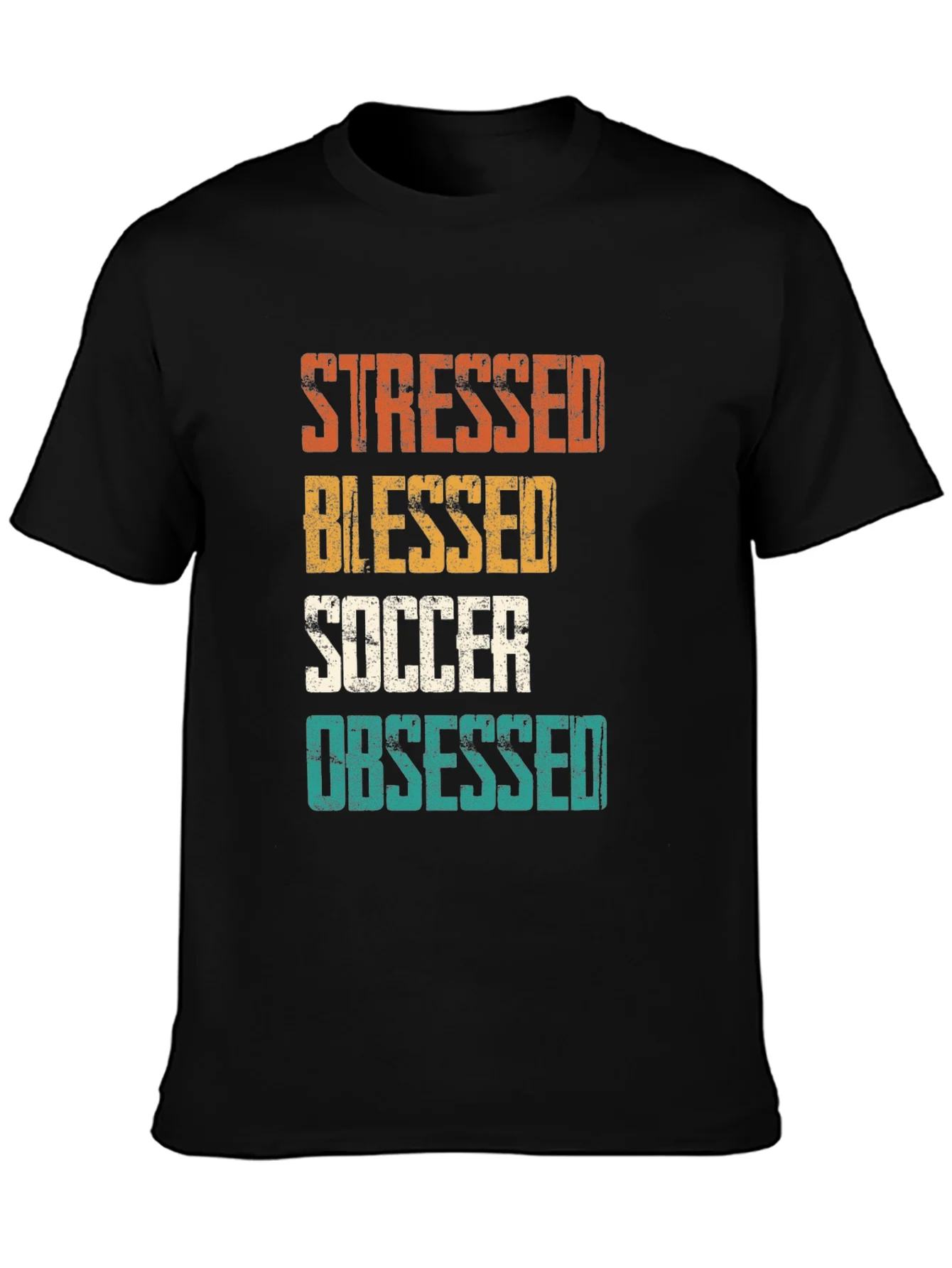 Stressed Blessed Soccer Obsessed Graphic T-Shirt