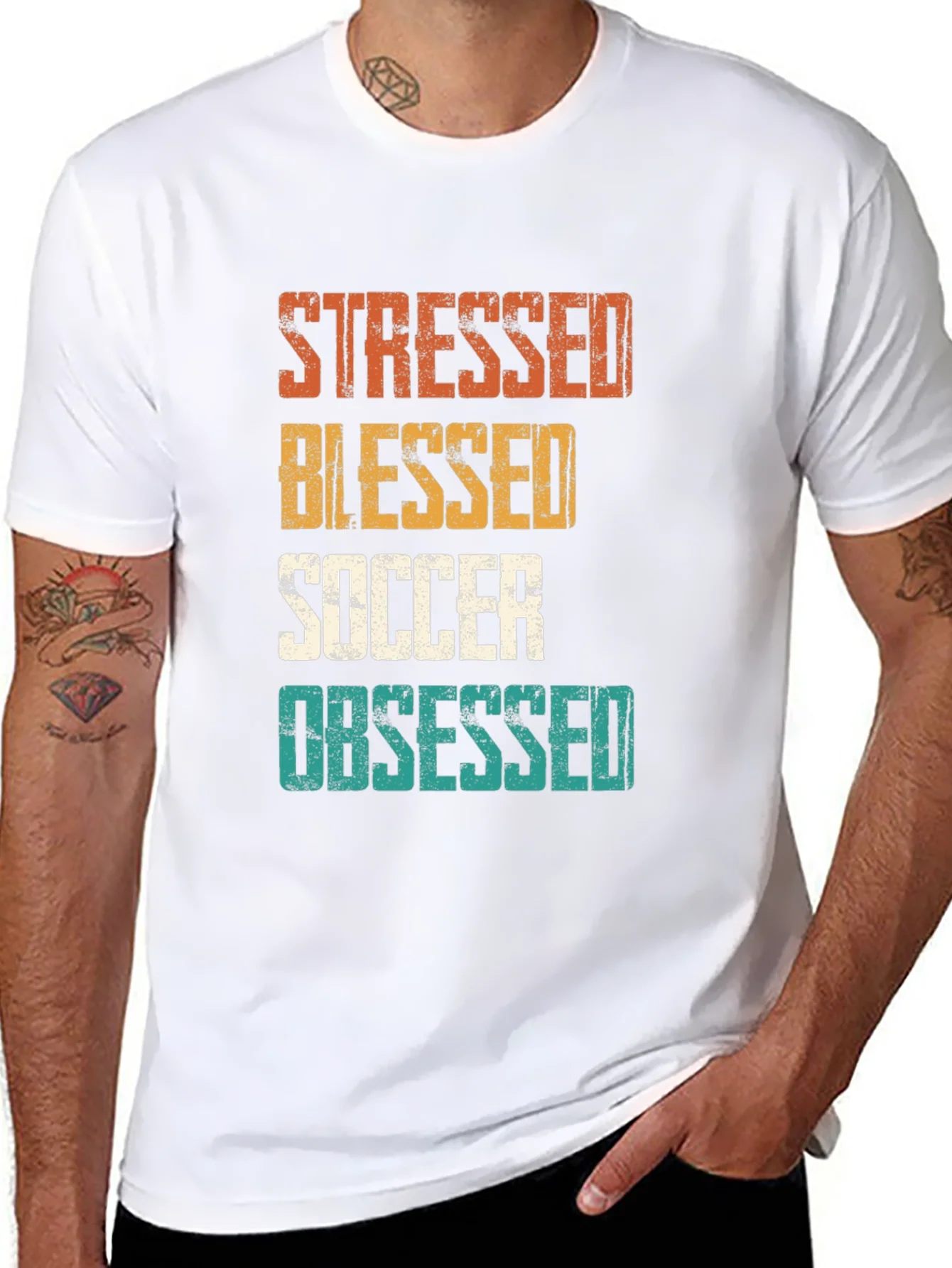 Stressed Blessed Soccer Obsessed Graphic T-Shirt