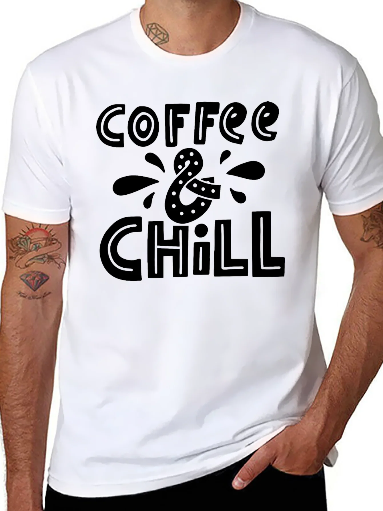 Coffee & Chill Black Graphic T-Shirt