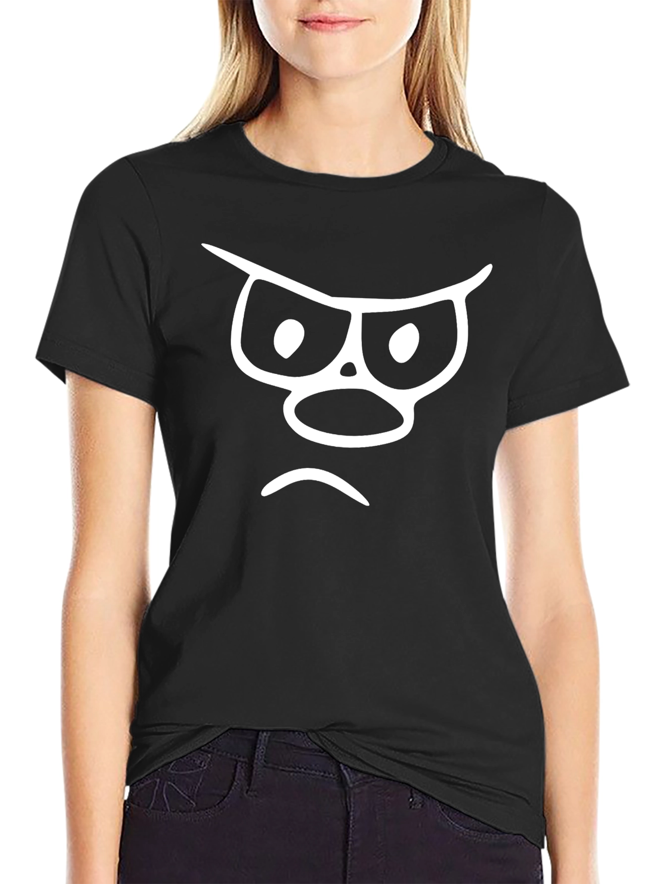 Funny Grumpy Face Graphic Tee - Unisex Black T-Shirt