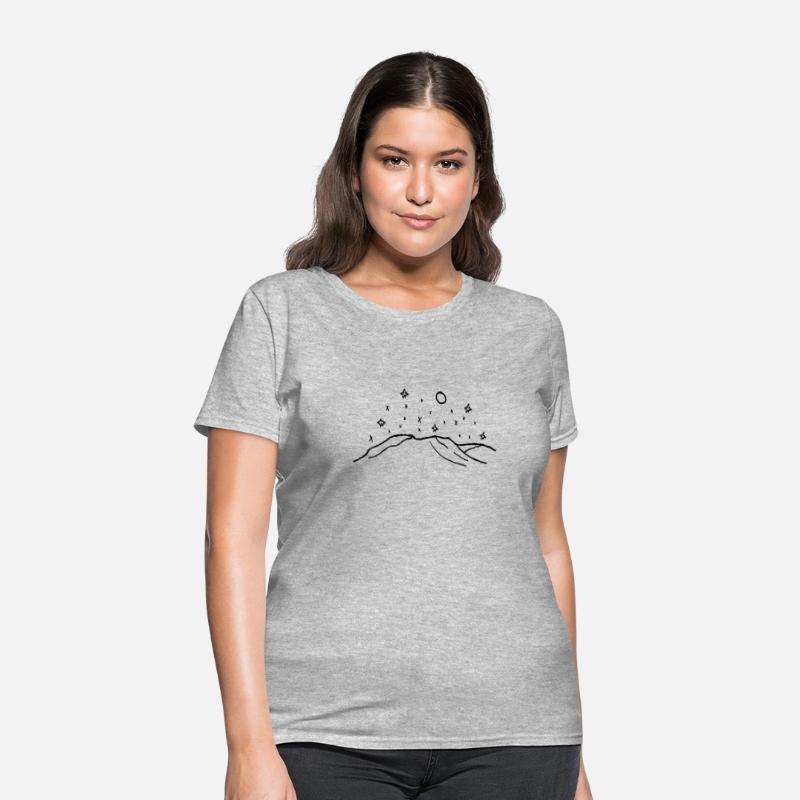 Mountains with Stars and Full Moon Drawing
