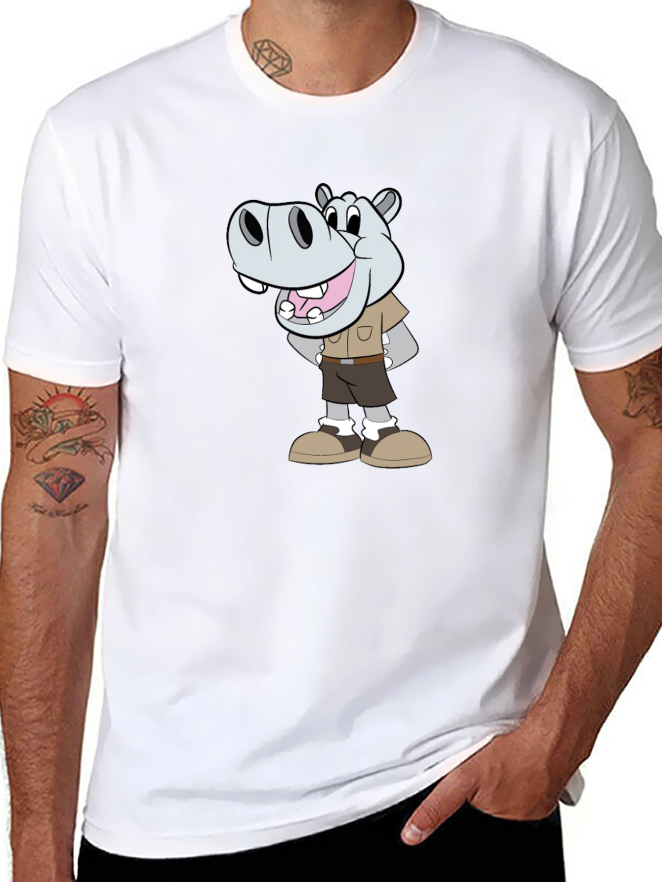 Hippo Cartoon Graphic Tee