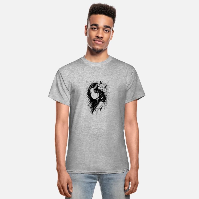 Mystical Woman with Flowing Hair & Leaves