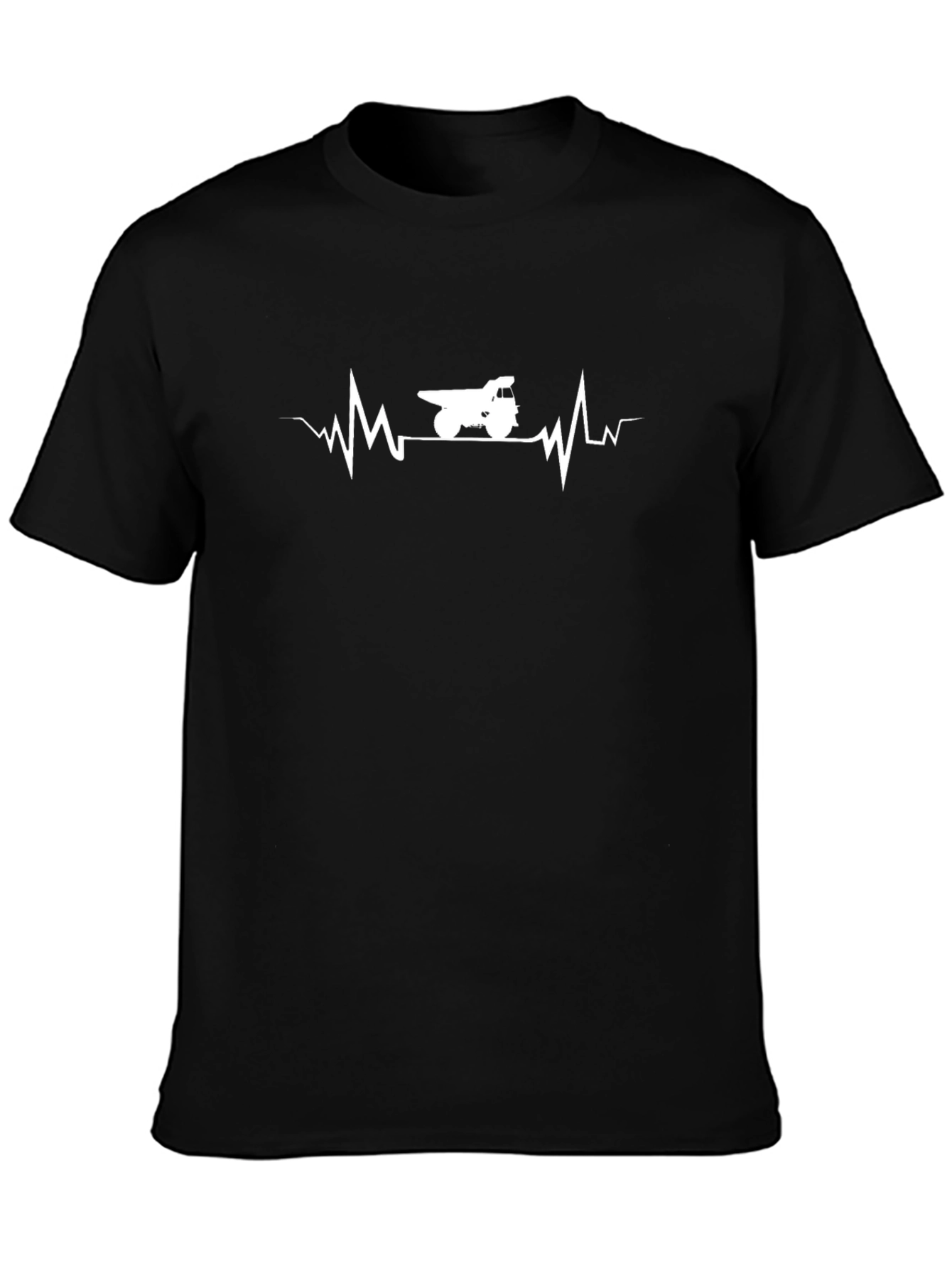 Heartbeat Dump Truck Tee - Black Cotton Graphic T-Shirt