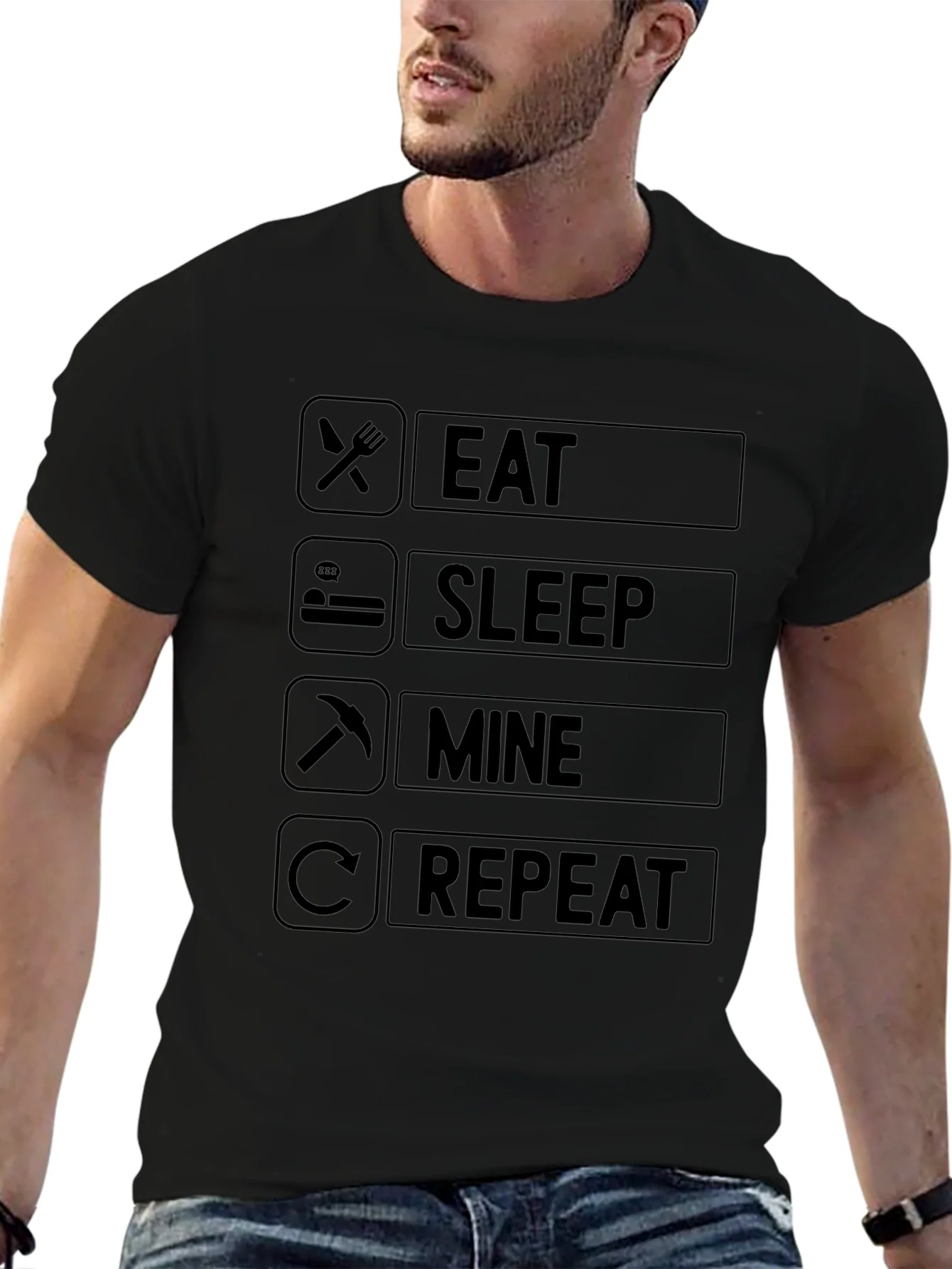 Eat Sleep Mine Repeat T-Shirt - Gamer Edition