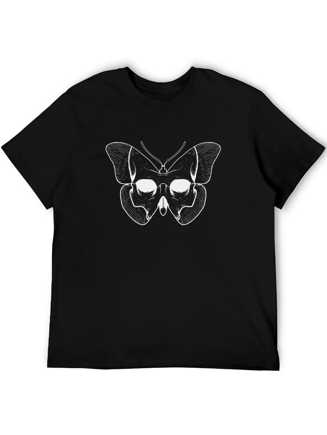 Skull Butterfly Graphic Tee - Black Cotton Blend