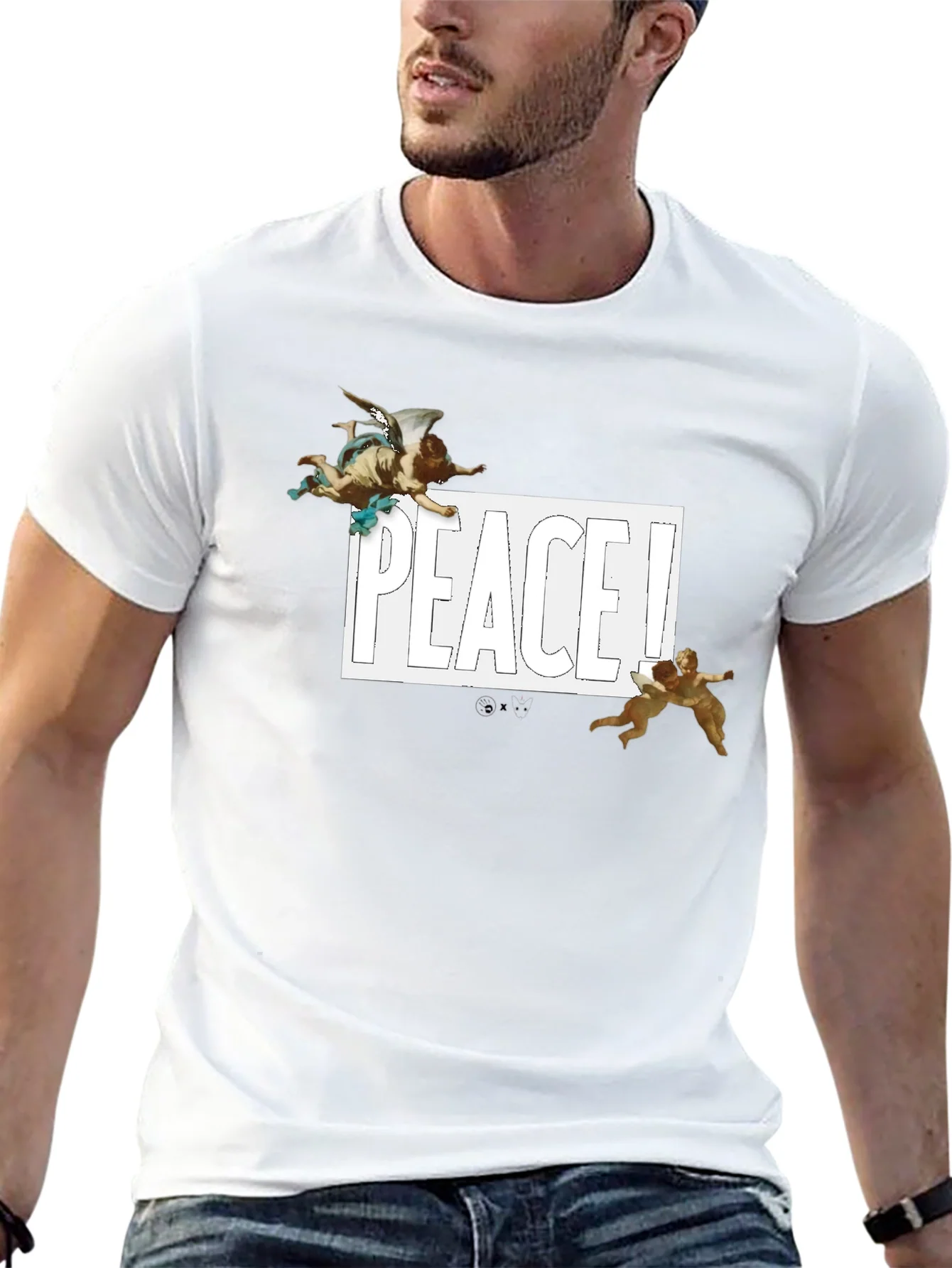 Peace Angel Graphic Tee - Black Cotton T-Shirt