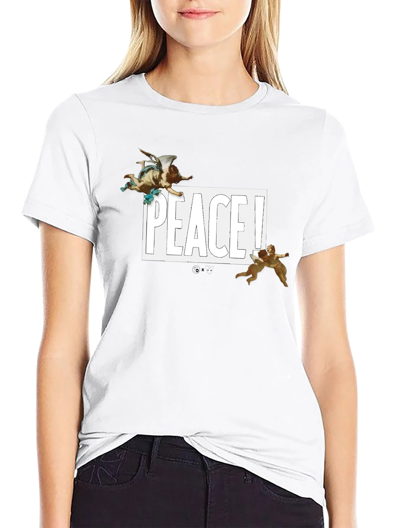 Peace Angel Graphic Tee - Black Cotton T-Shirt