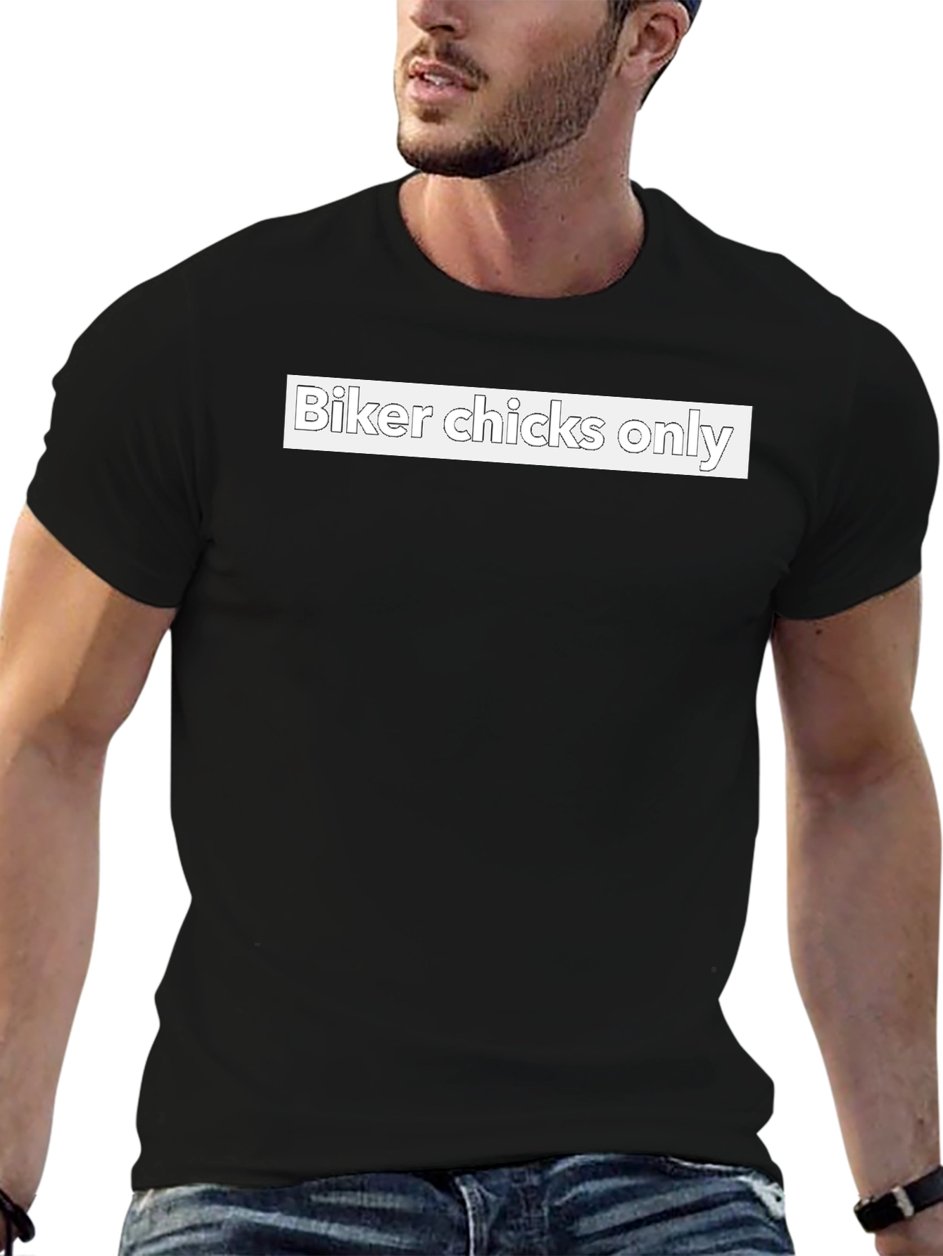 Biker Chicks Only T-Shirt - Black Crew Neck Tee