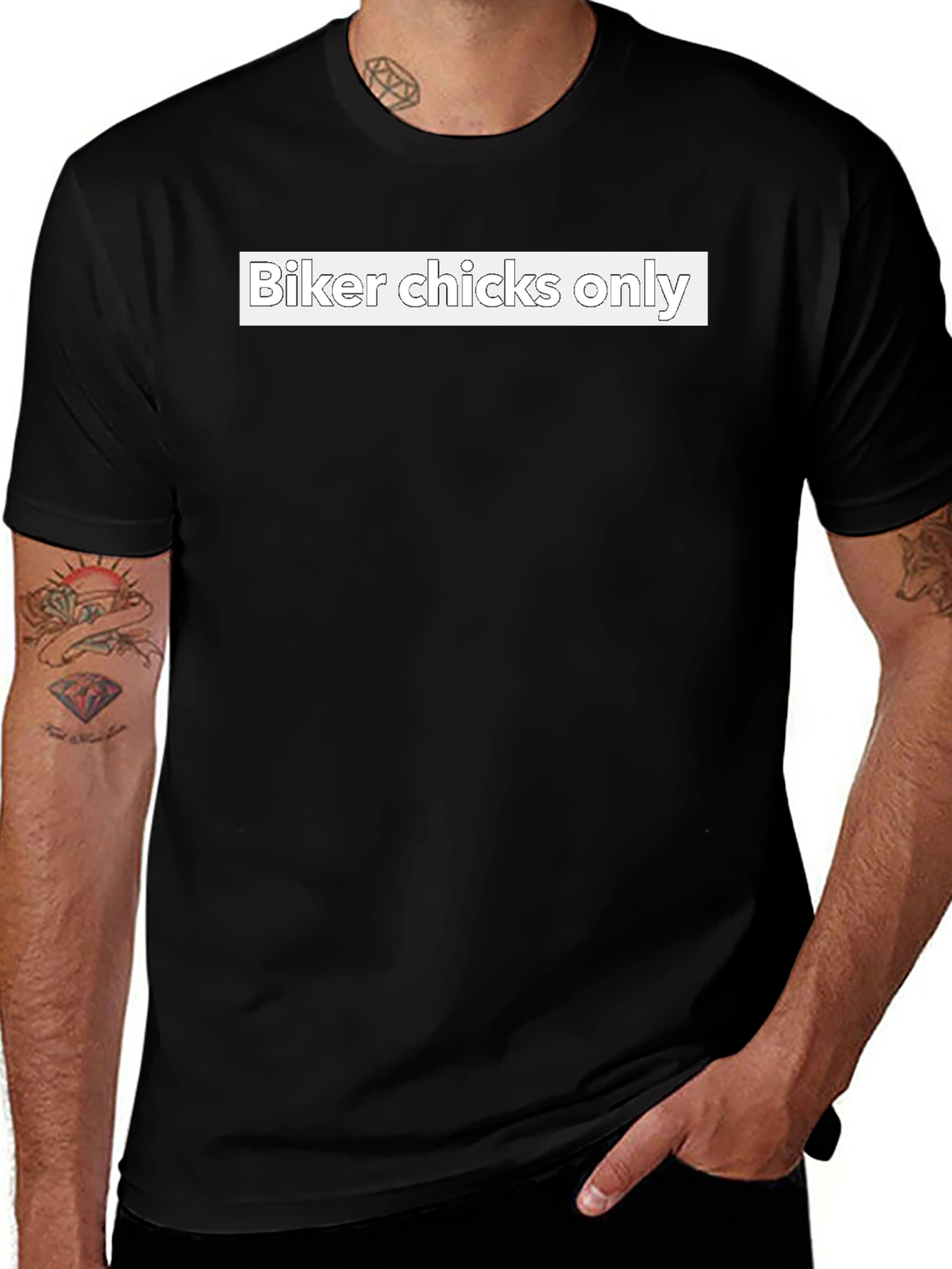 Biker Chicks Only T-Shirt - Black Crew Neck Tee