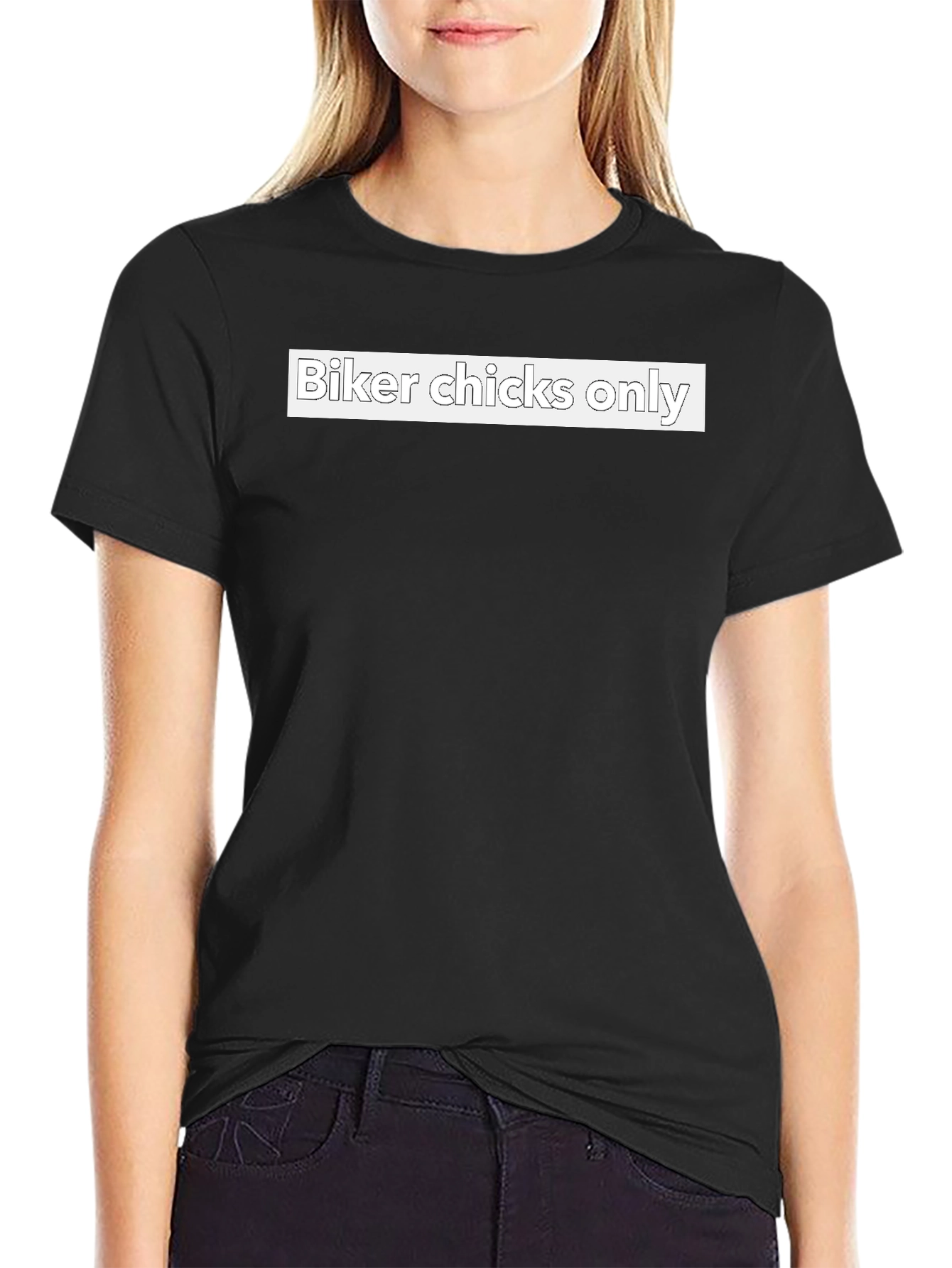 Biker Chicks Only T-Shirt - Black Crew Neck Tee