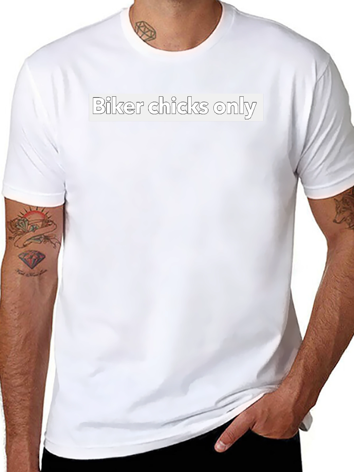 Biker Chicks Only T-Shirt - Black Crew Neck Tee